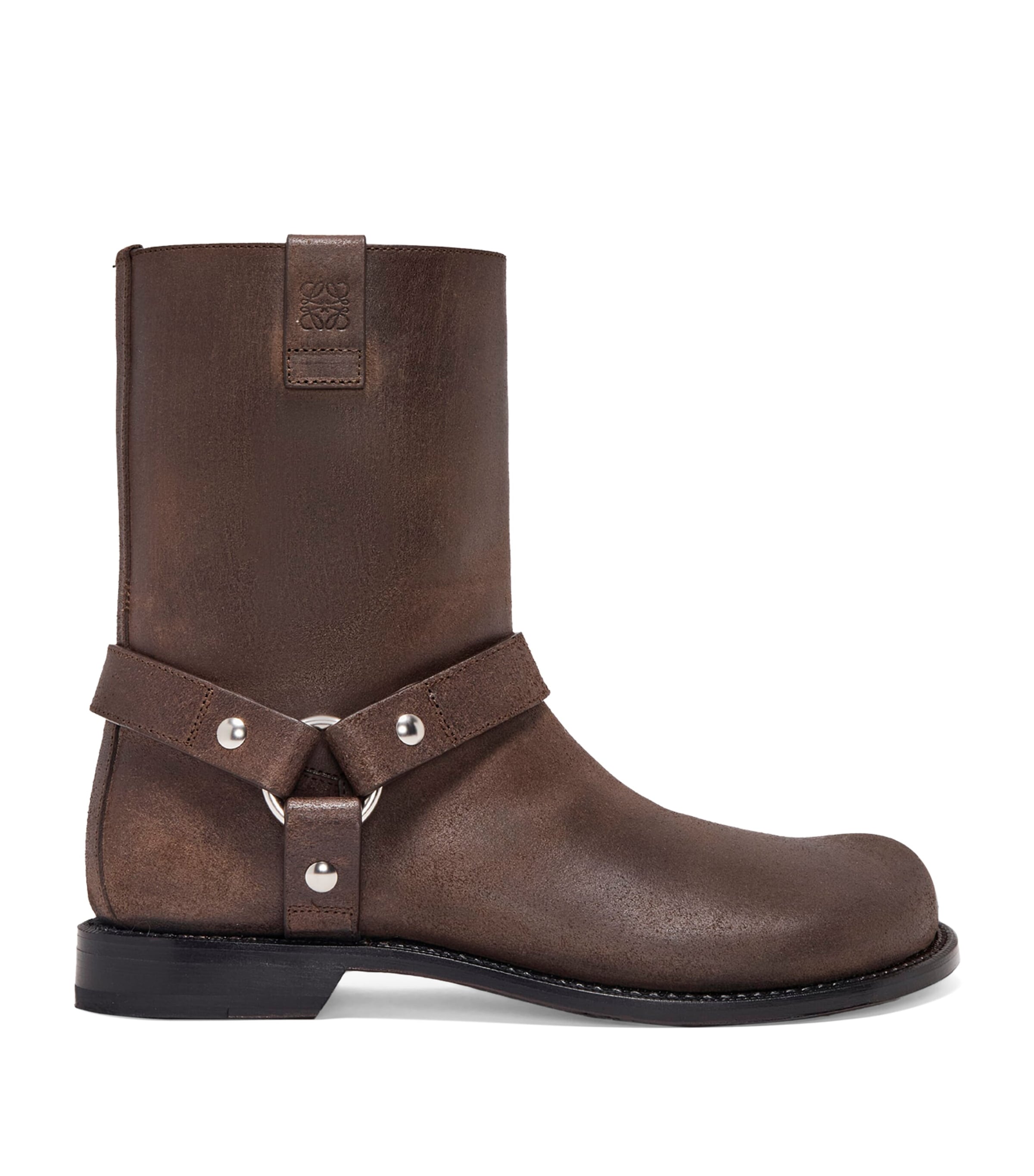 Loewe Leather Campo Biker Boots In Brown