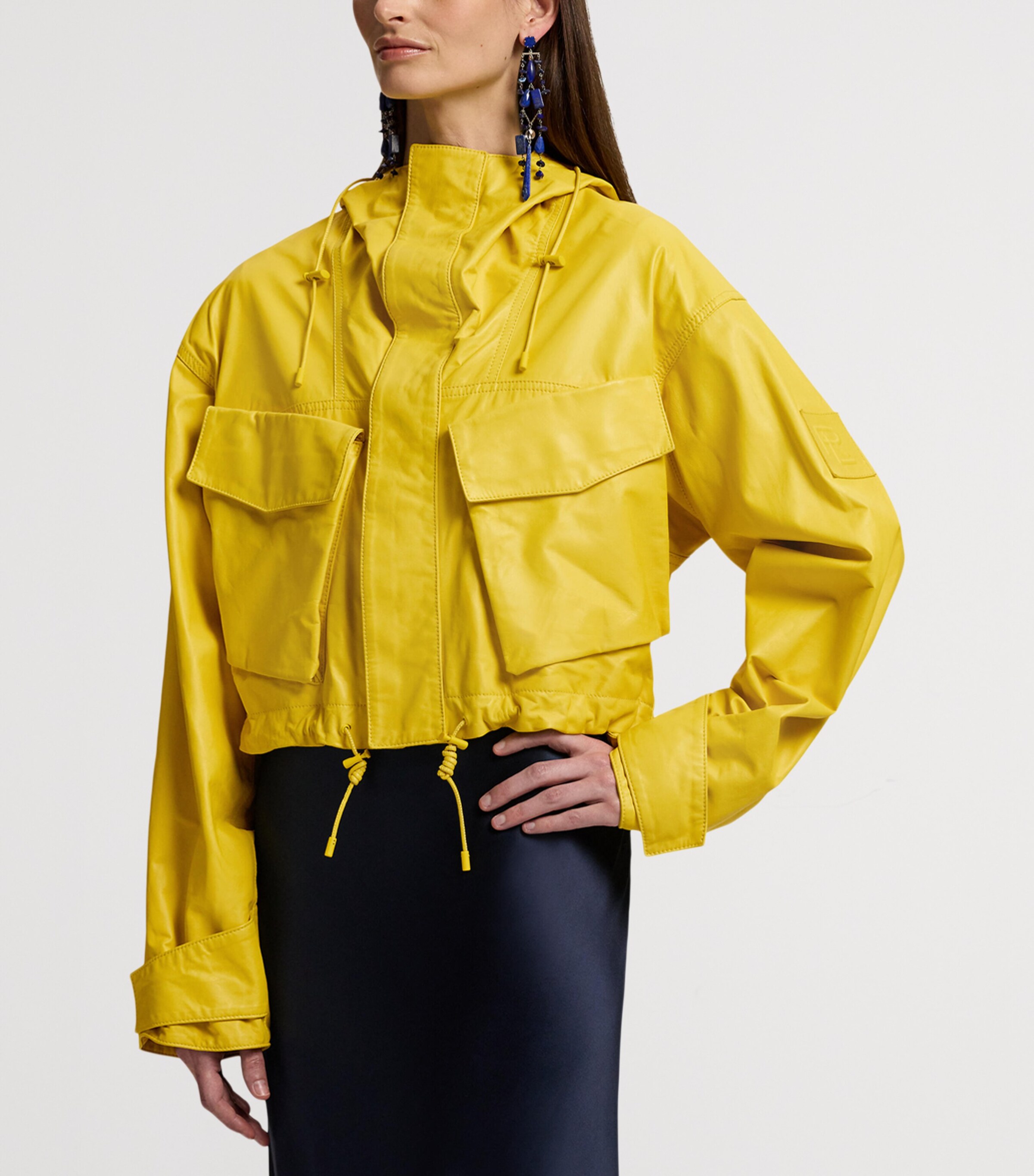 Ferra Cropped Calfskin Jacket YELLOW Image 10