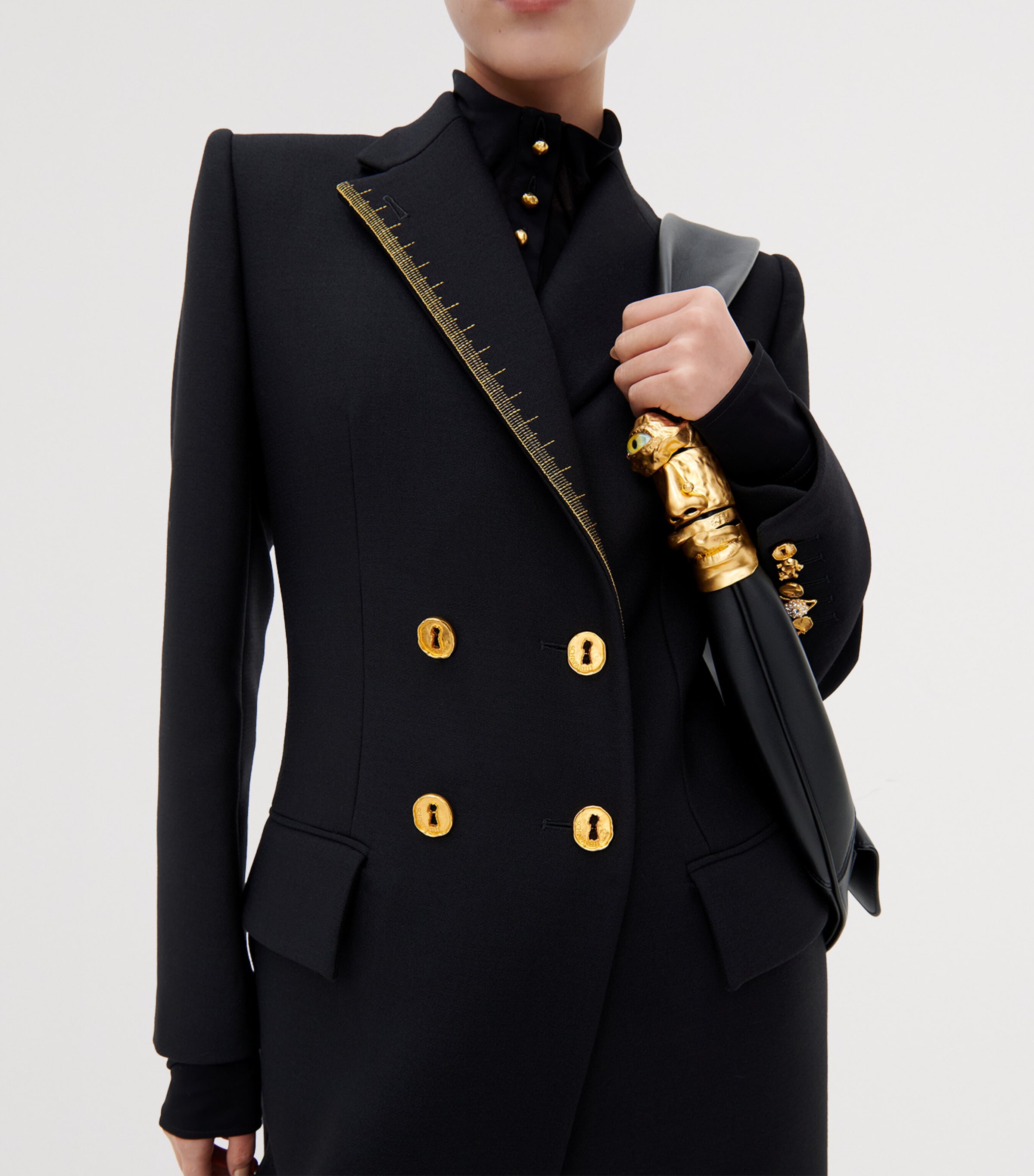 Schiaparelli Womens Measuring Tape Coat Black Image 3