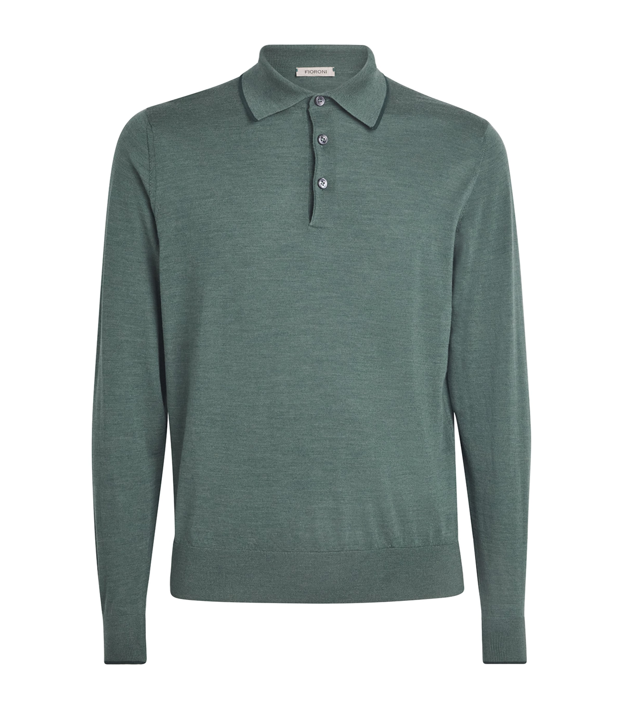 Fioroni Cashmere Mens Virgin Wool Long-Sleeve Polo Shirt Image 1