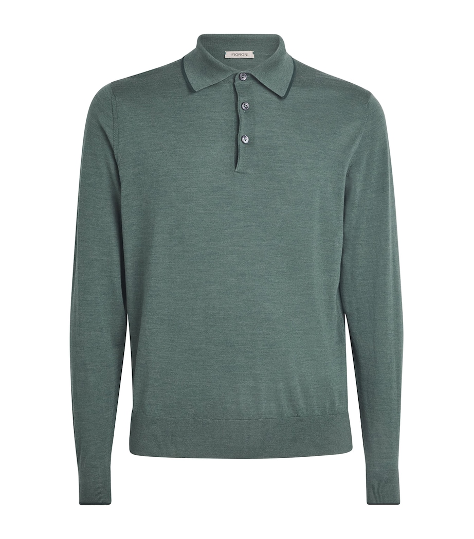 Fioroni Cashmere Mens Virgin Wool Long-Sleeve Polo Shirt Image 1