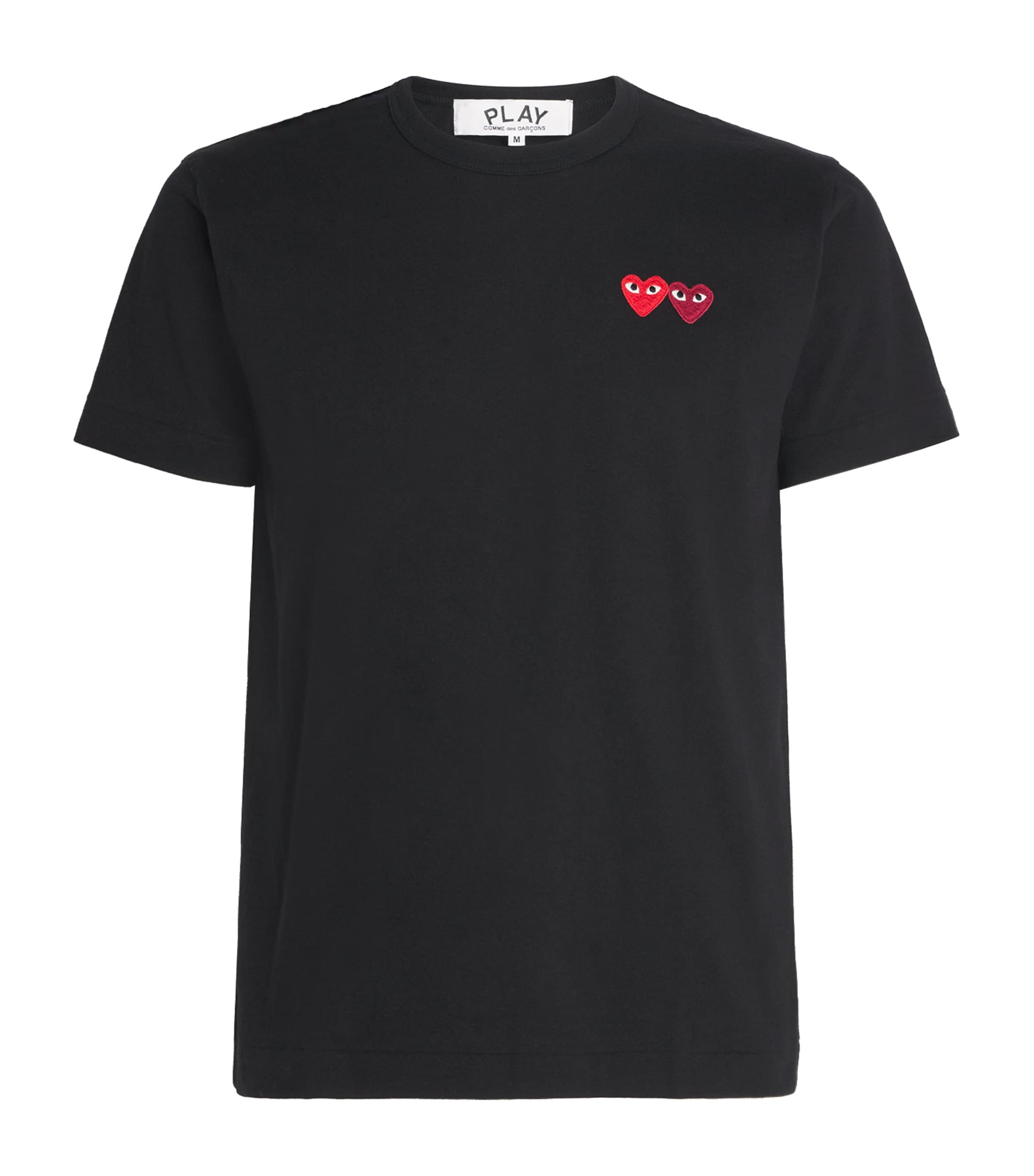 Comme Des Garçons Play Black Embroidered Double-Heart T-Shirt