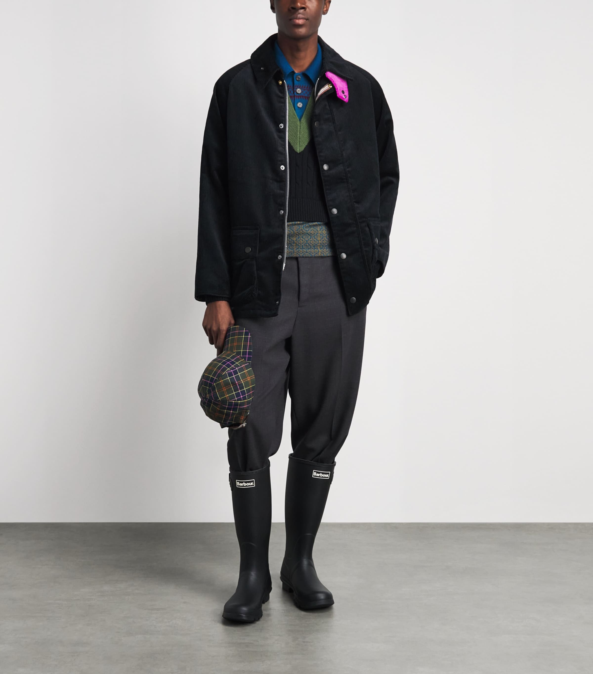 Barbour Mens x Paul Smith Corduroy Beaufort Casual Jacket Dk Navy Image 2