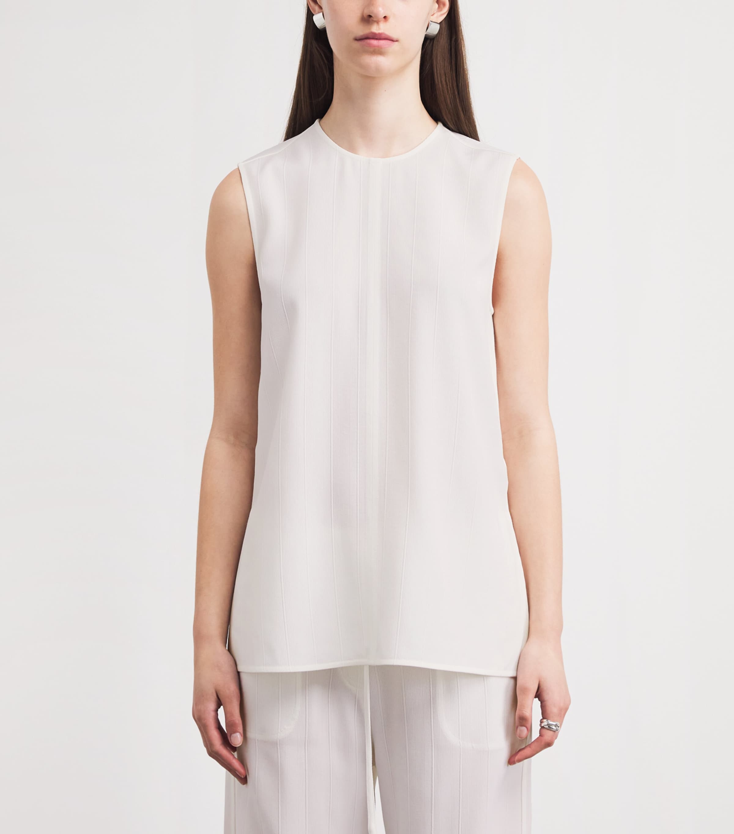 Toteme Womens Woven Stripe Tank Top Meringue Image 4