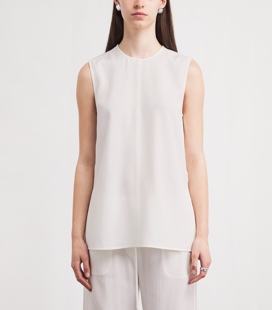 Toteme Womens Woven Stripe Tank Top Meringue Image 4