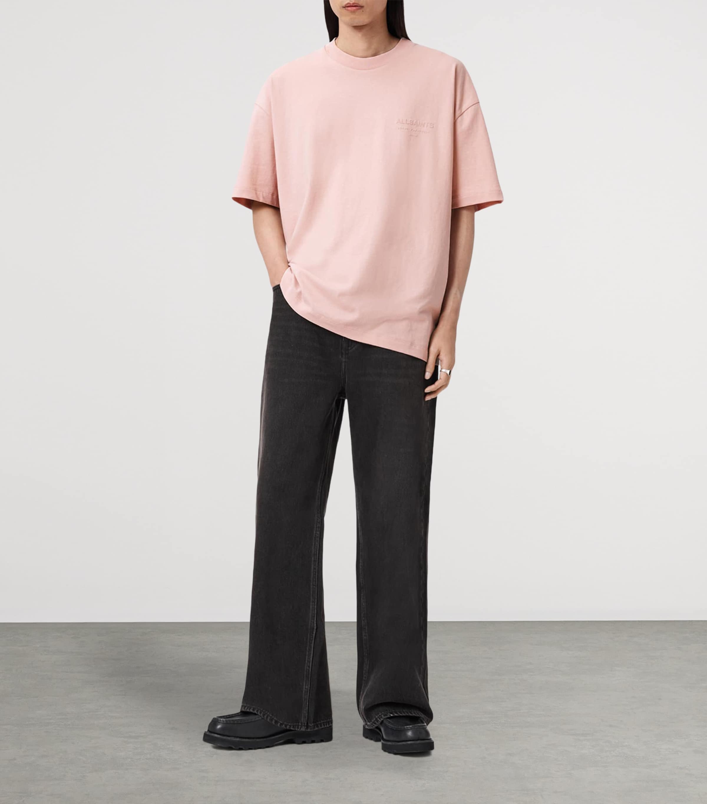 AllSaints Mens Organic Cotton Xander T-Shirt Sunbaked Pink Image 2