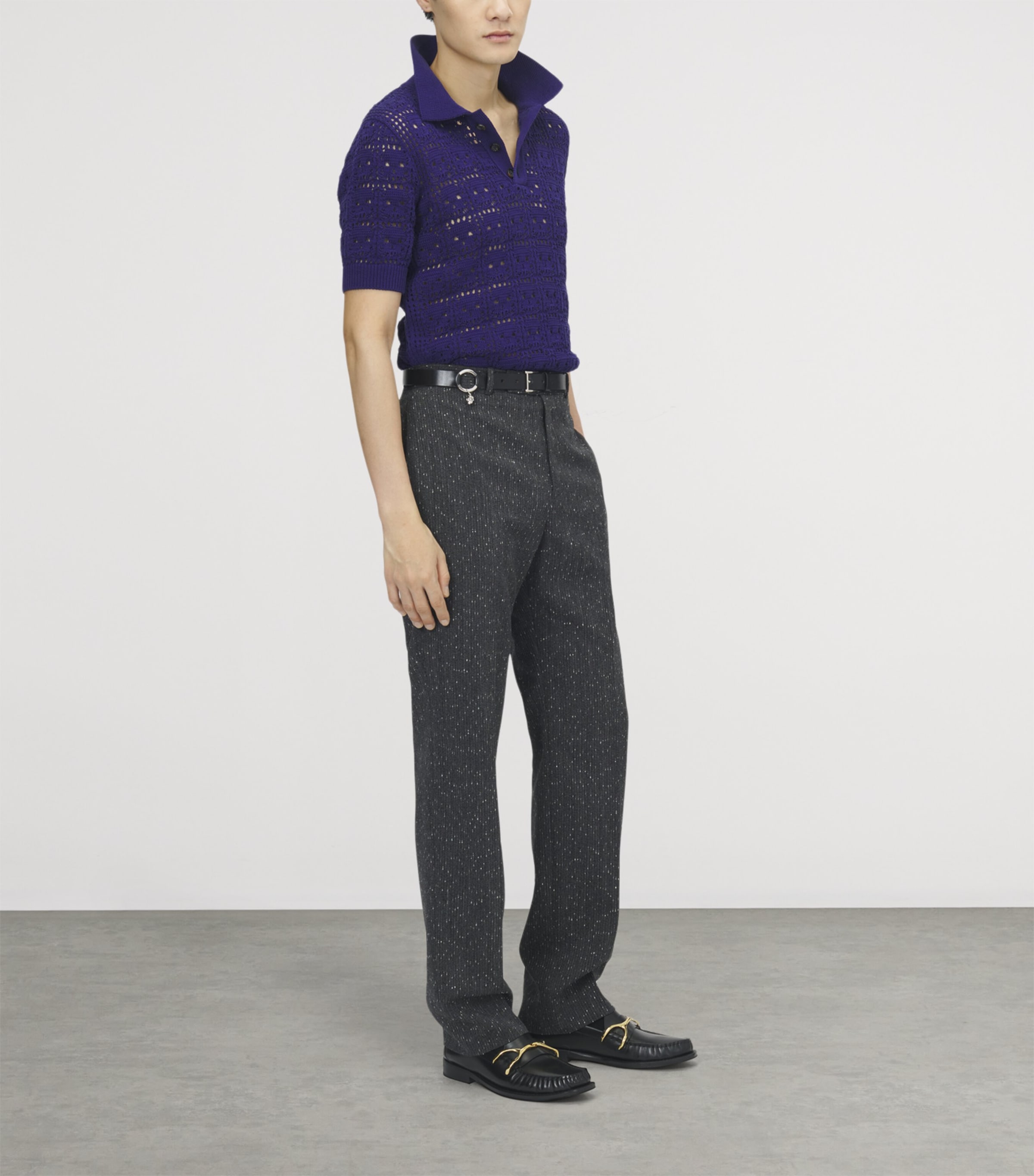 McQueen Mens Crochet-Skull Polo Shirt Image 5