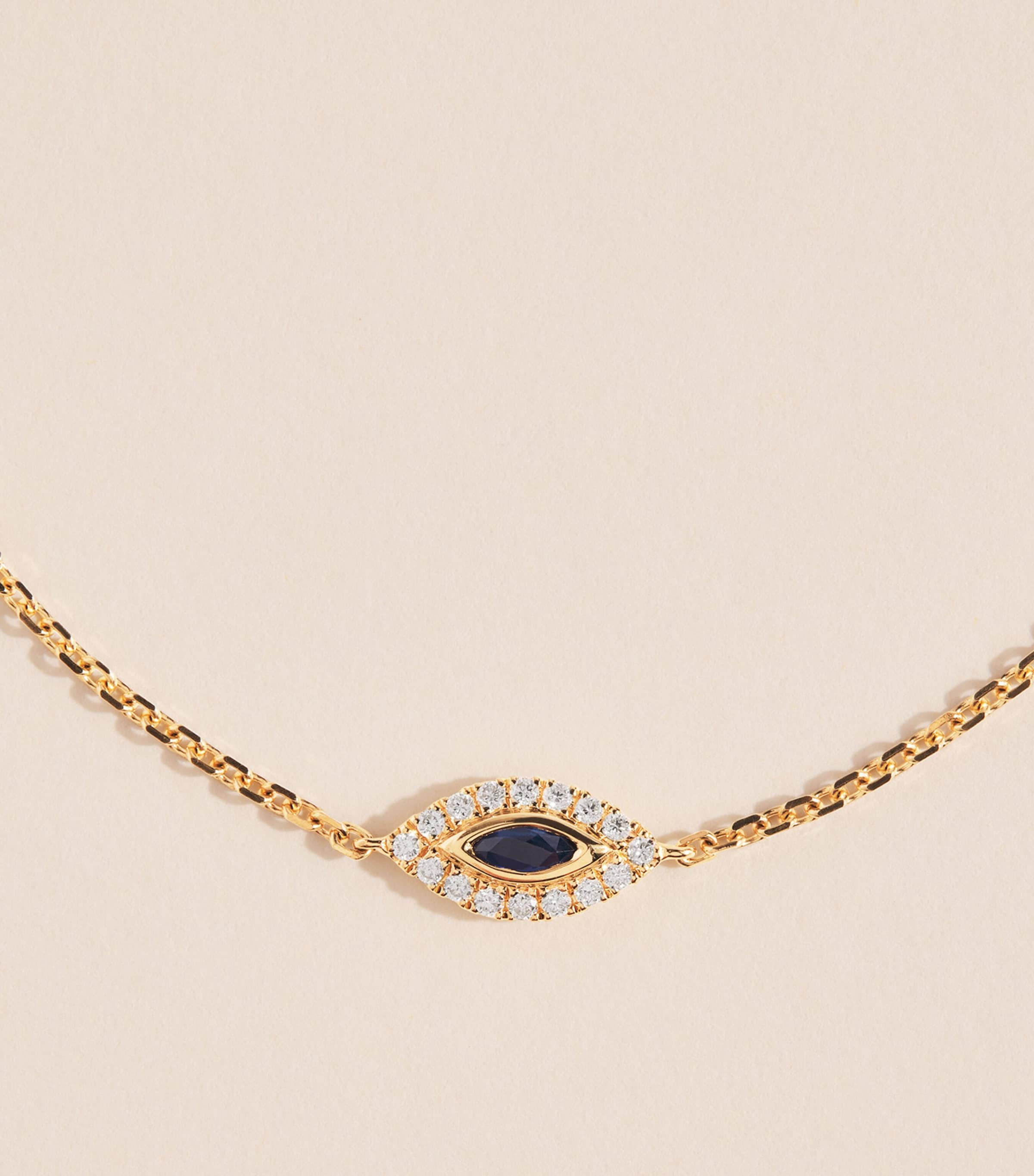 Anita Ko Yellow Gold, Diamond and Sapphire Evil Eye Chain Bracelet Yellow Gold Image 3