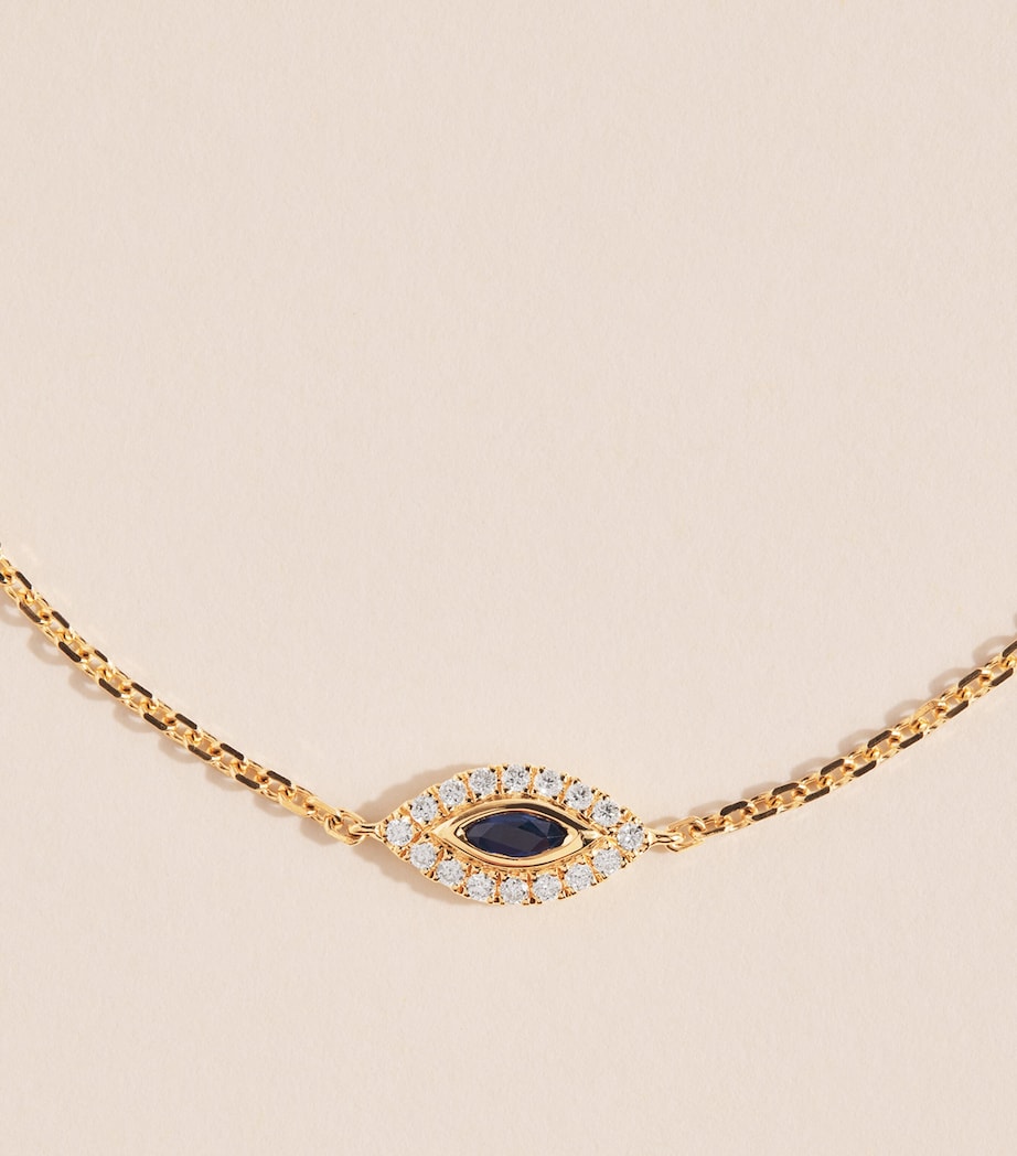 Anita Ko Yellow Gold, Diamond and Sapphire Evil Eye Chain Bracelet Yellow Gold Image 3