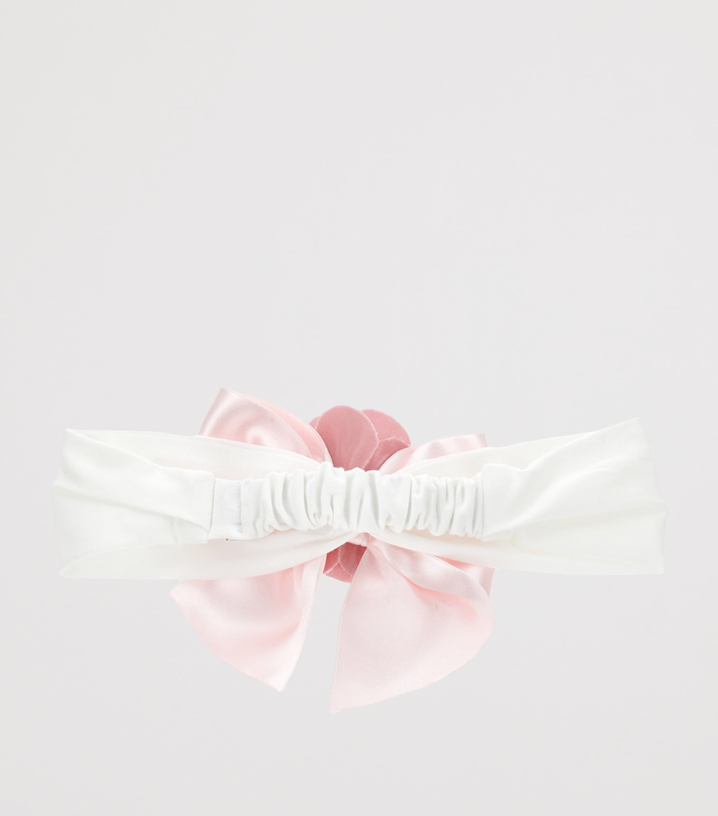 Faux Pearl Bow-Detail Elasticated Headband PANNA+ROSA ANTICO Image 2