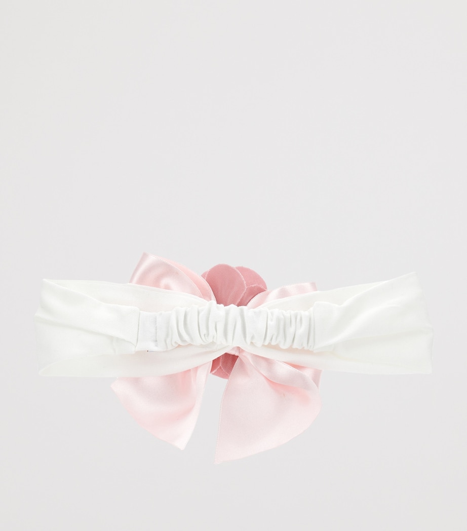 Faux Pearl Bow-Detail Elasticated Headband PANNA+ROSA ANTICO Image 2