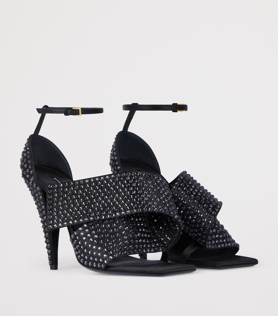 Studded Twisted Ribbon Heeled Sandals 95 BLACK Image 2
