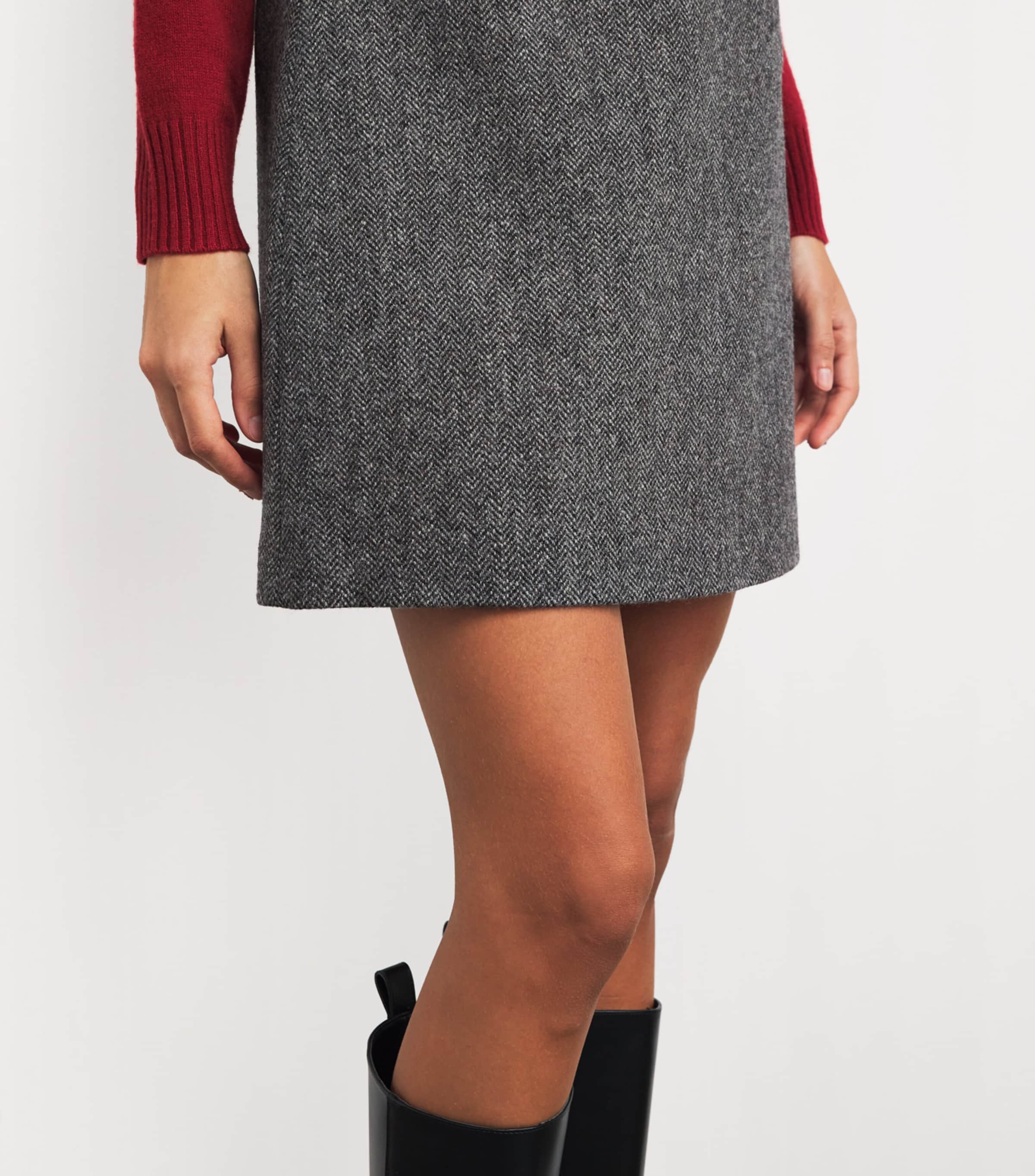 Wool A-Line Skirt DARK GREY Image 6