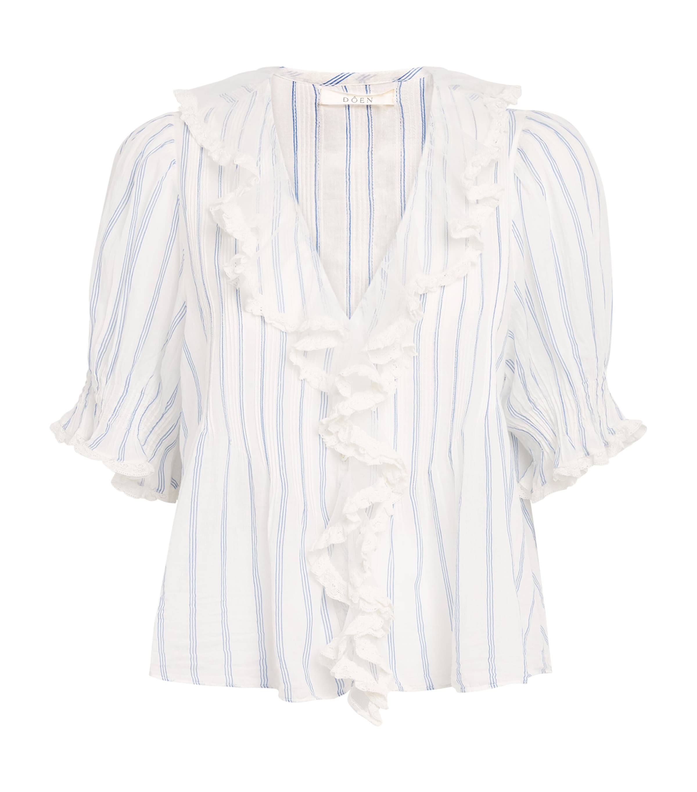 DÔEN Womens Organic Cotton Henri Blouse Saint Aurelie Stripe Image 1