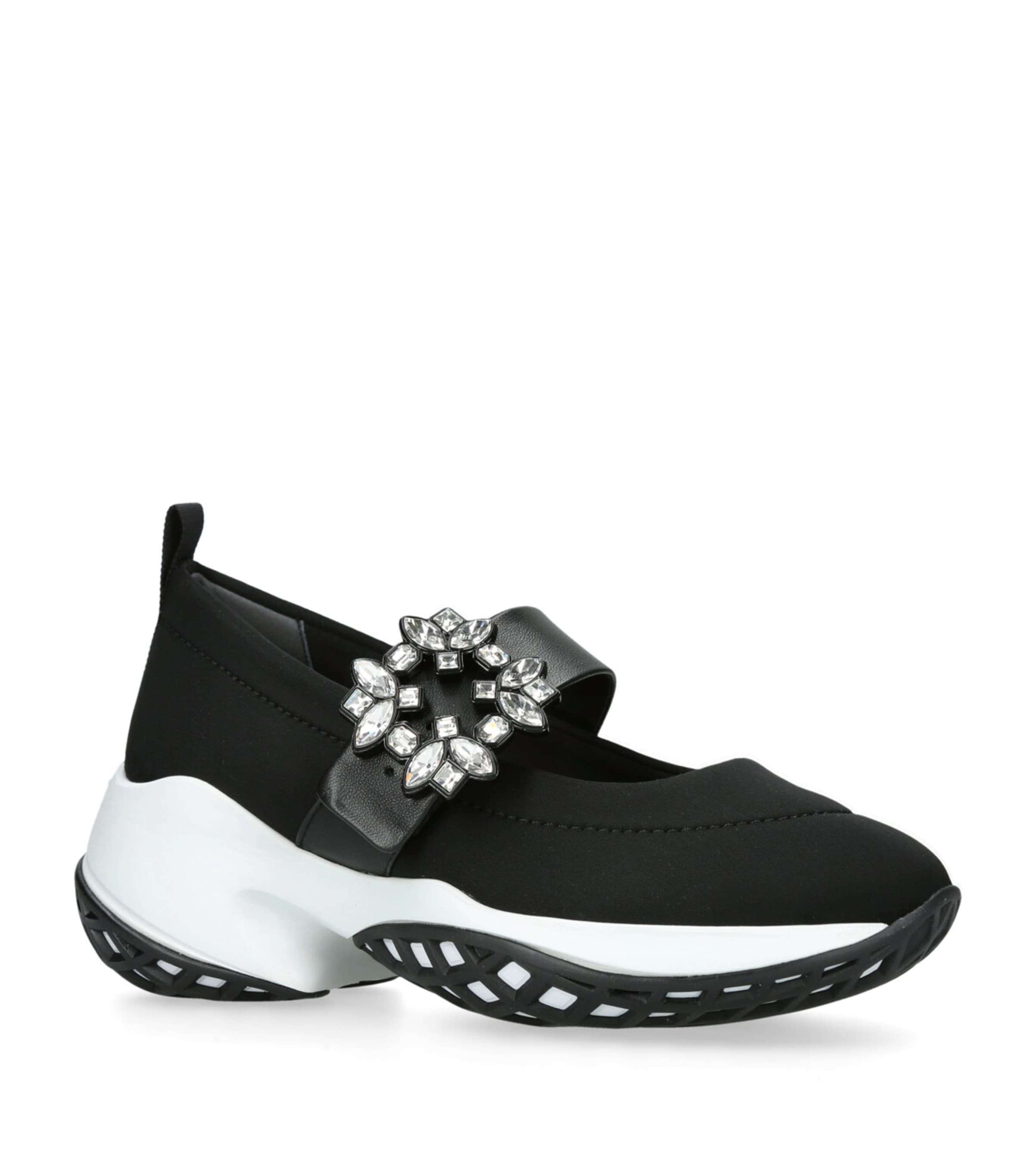 Roger Vivier Black Viv' Run Strass Buckle Sneakers Harrods US
