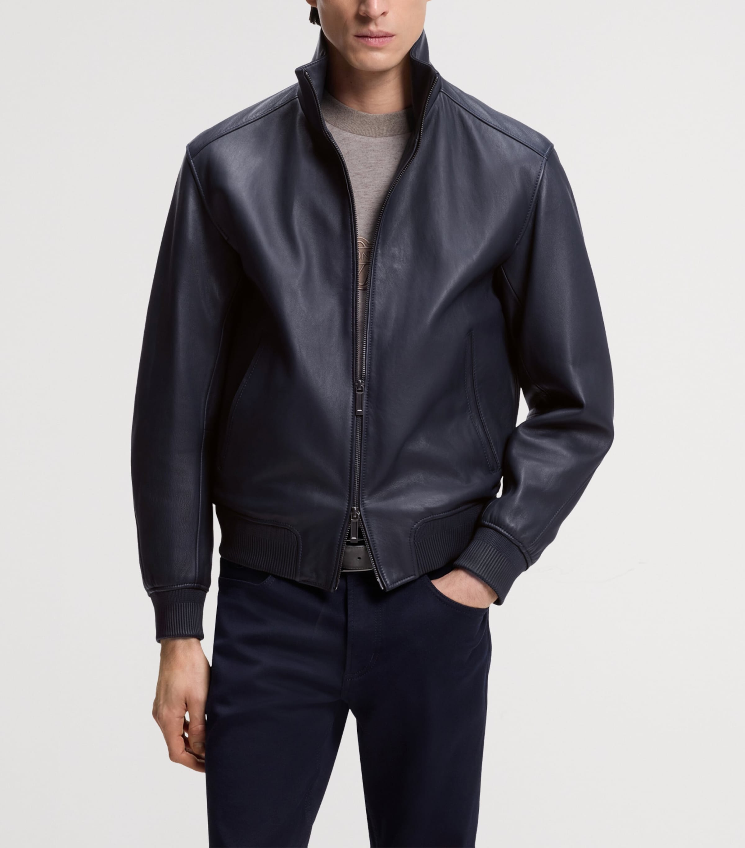 BOSS Mens x Aston Martin Lamb Leather Jacket Image 2