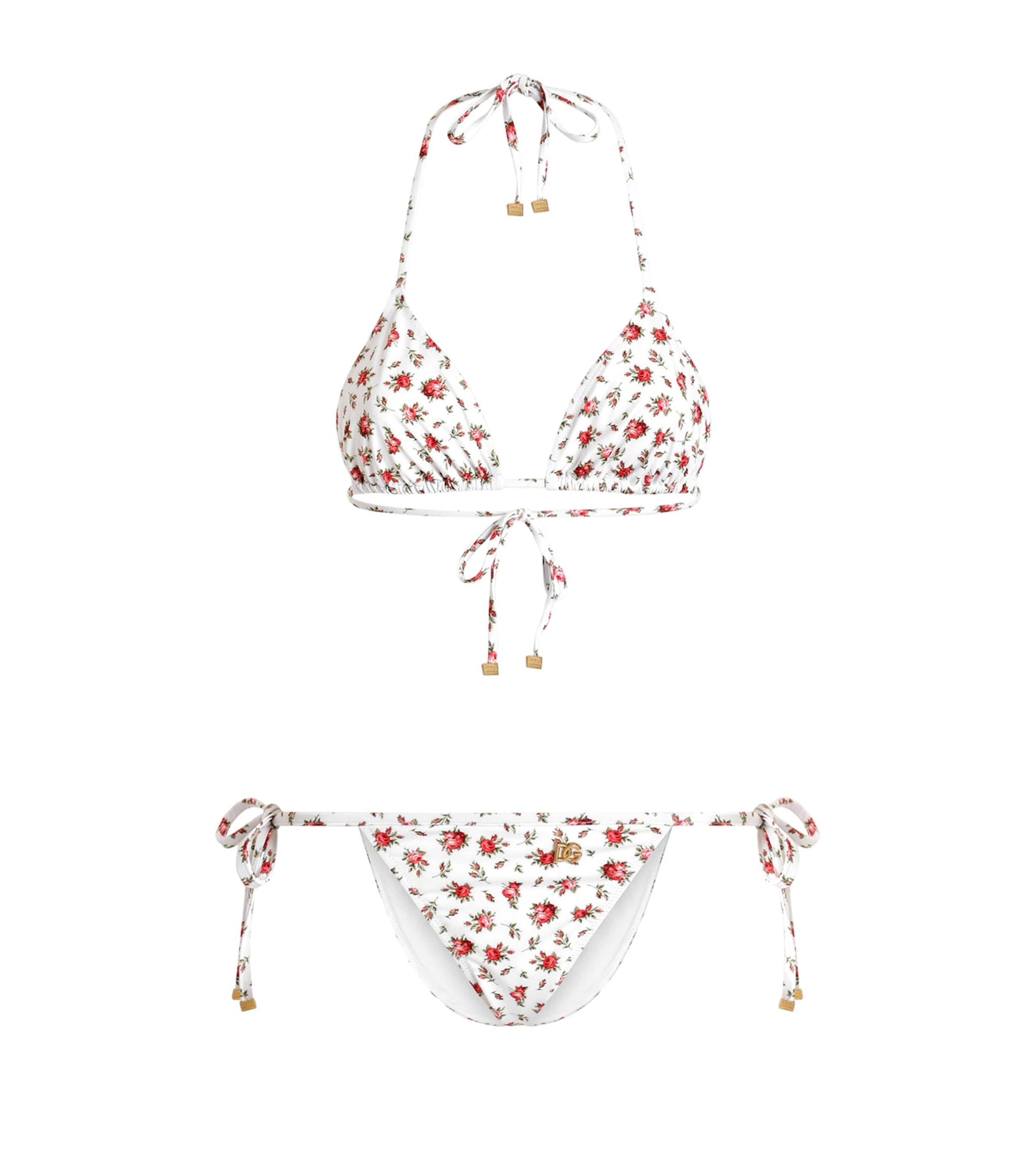 Dolce&Gabbana Womens Floral Triangle Bikini Rose Image 1