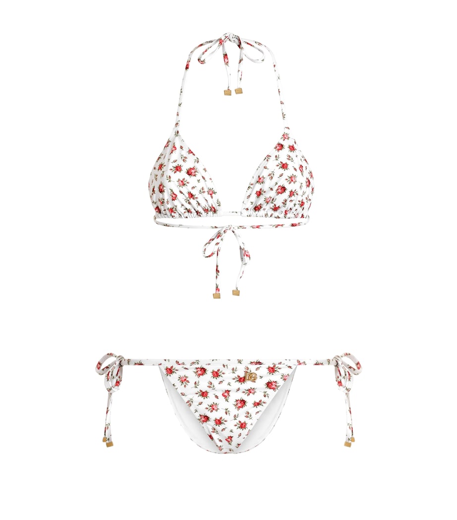 Dolce&Gabbana Womens Floral Triangle Bikini Rose Image 1