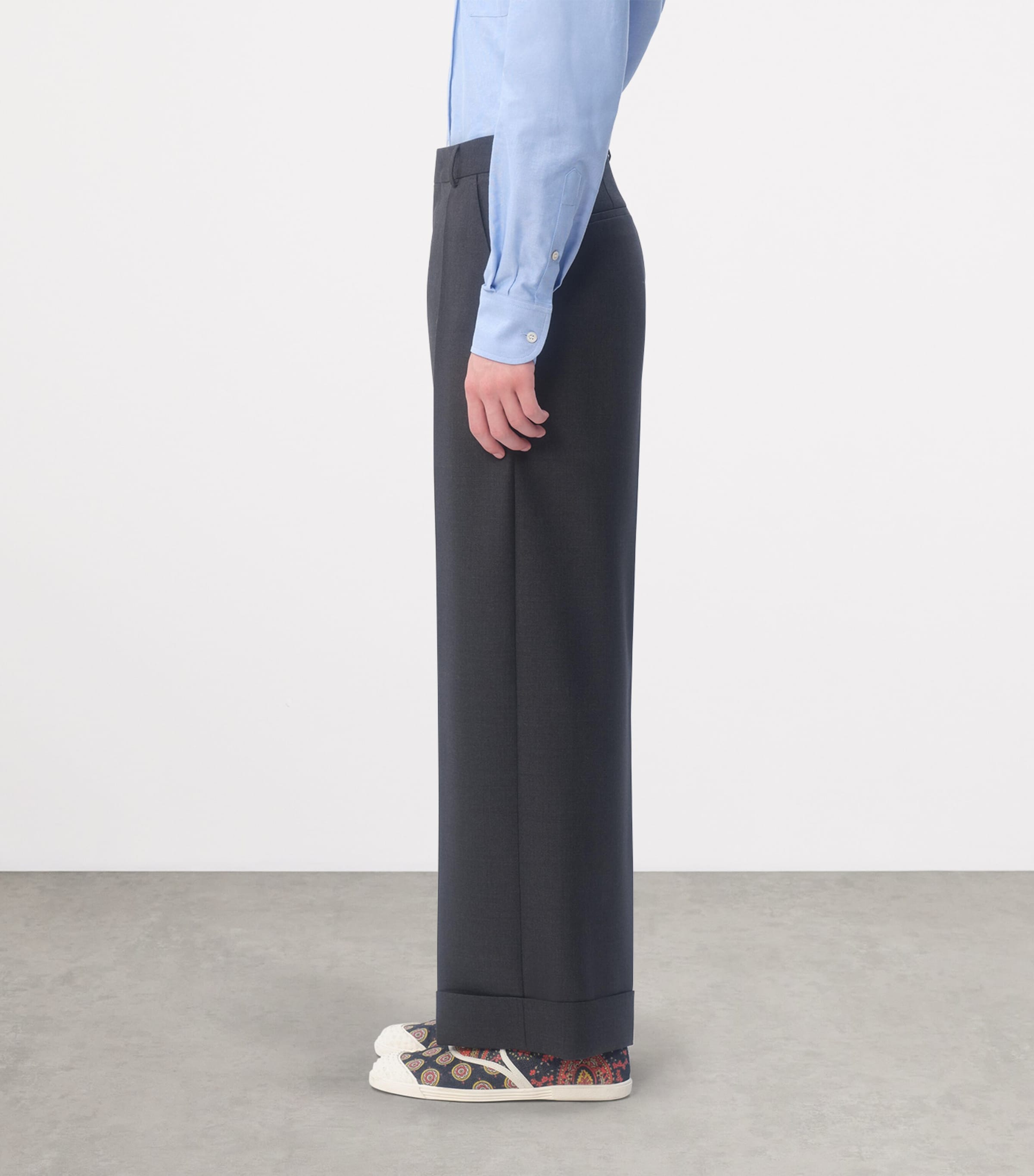 Virgin Wool Wide-Leg Trousers 7KC Image 3