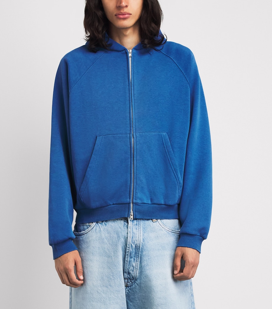 Cole Buxton Mens Zip-Up Cropped Hoodie Blue Image 4