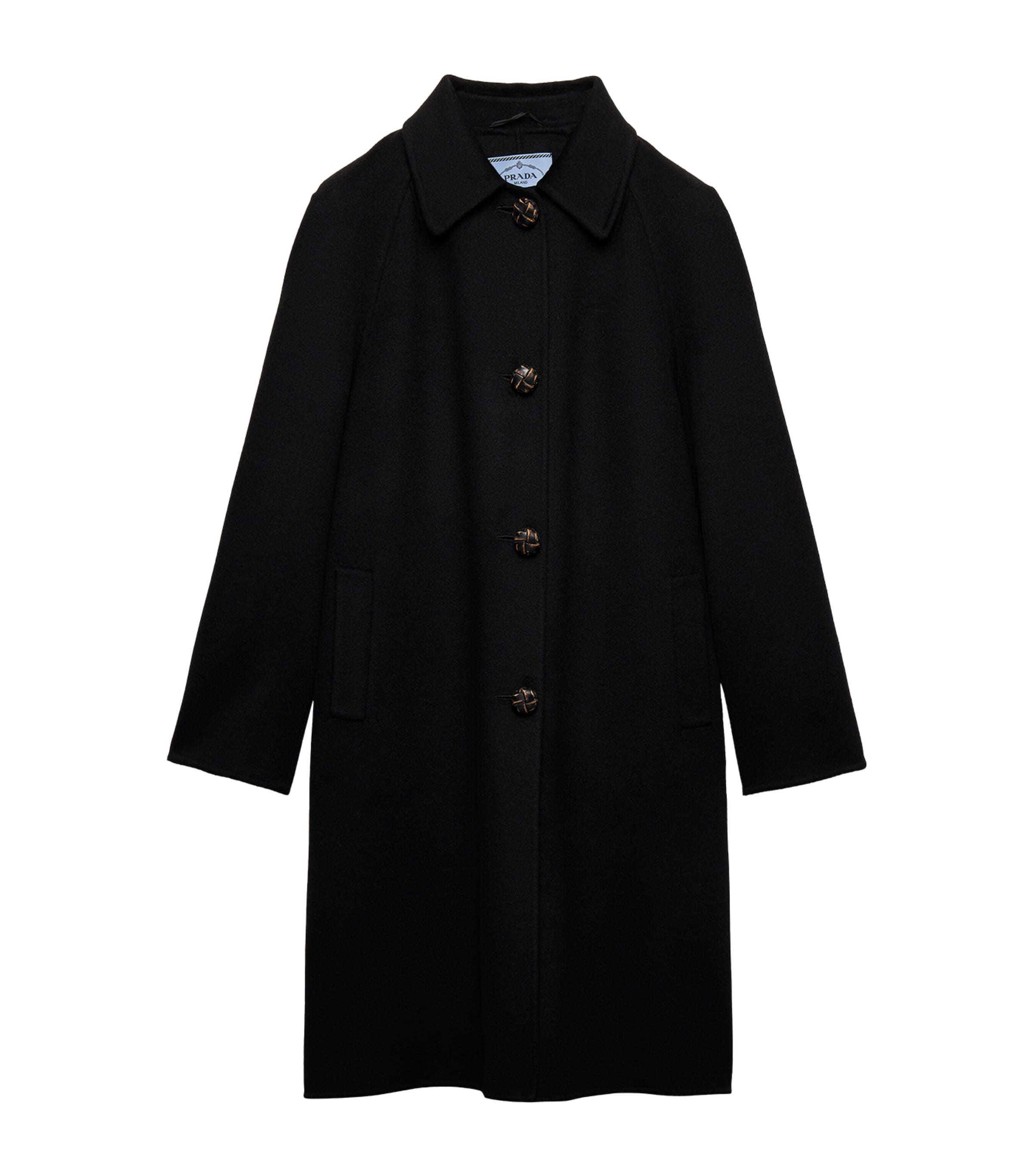 Prada Womens Wool-Cashmere Single-Breasted Coat Black Image 1
