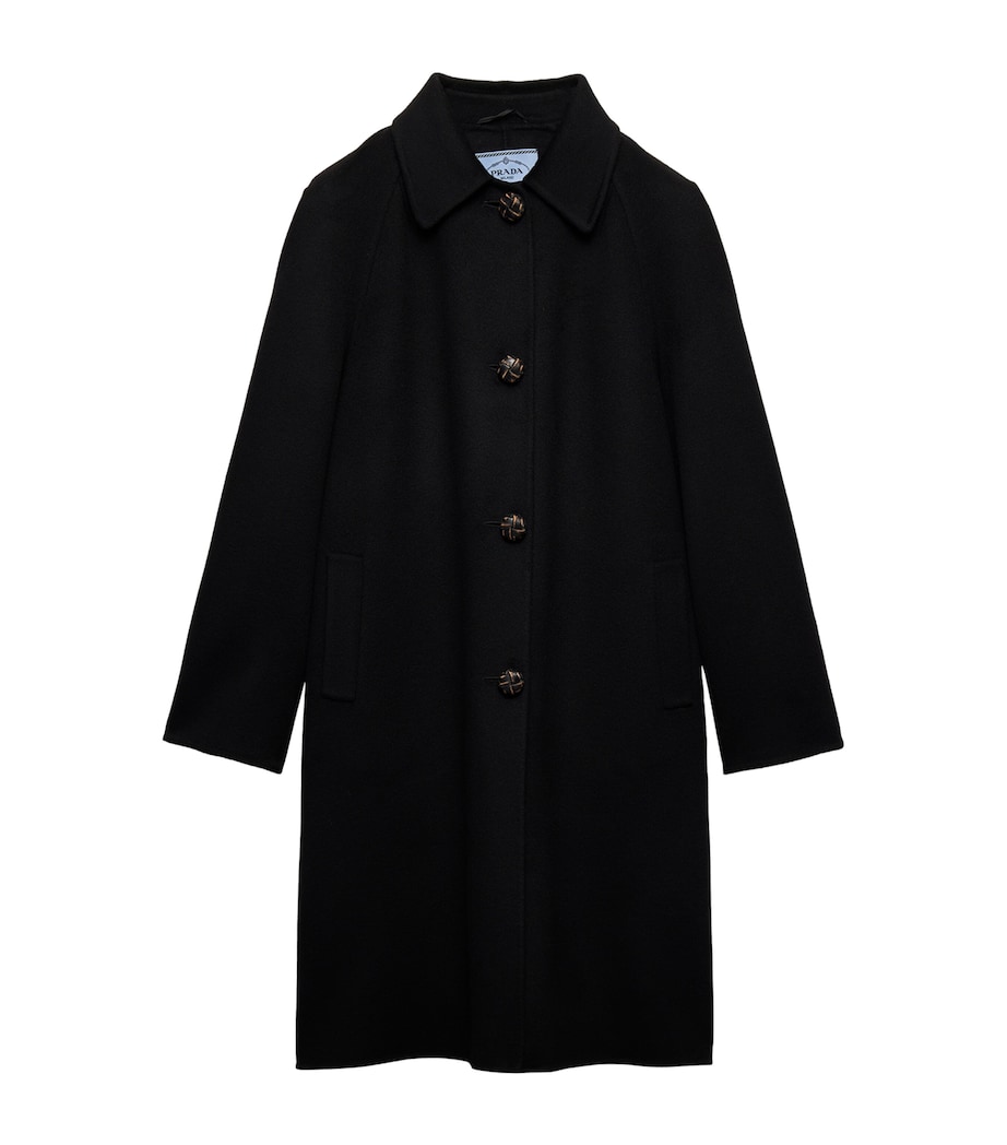 Prada Womens Wool-Cashmere Single-Breasted Coat Black Image 1
