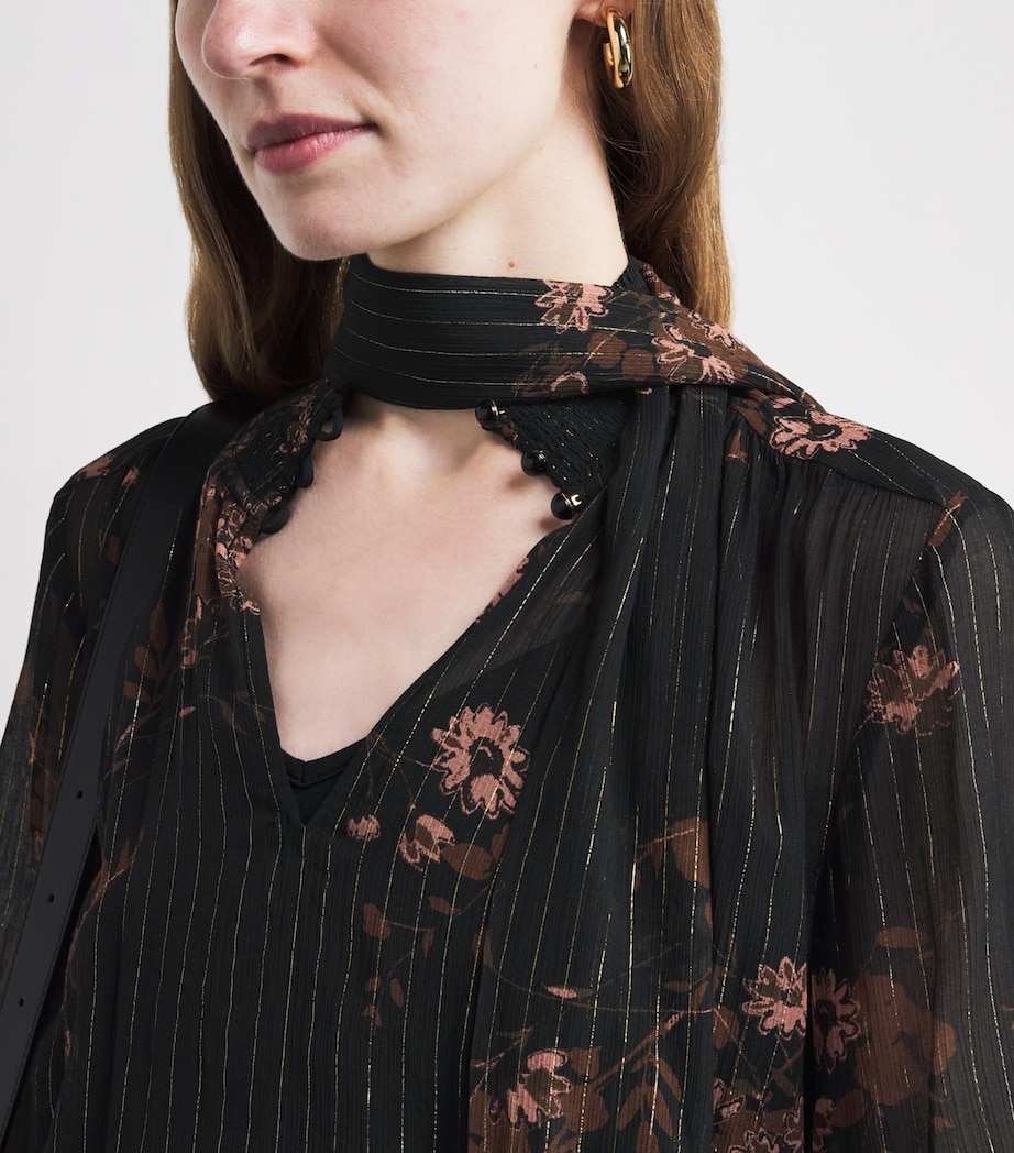 Georgette Floral Blouse and Tie BLACK/MULTI Image 6