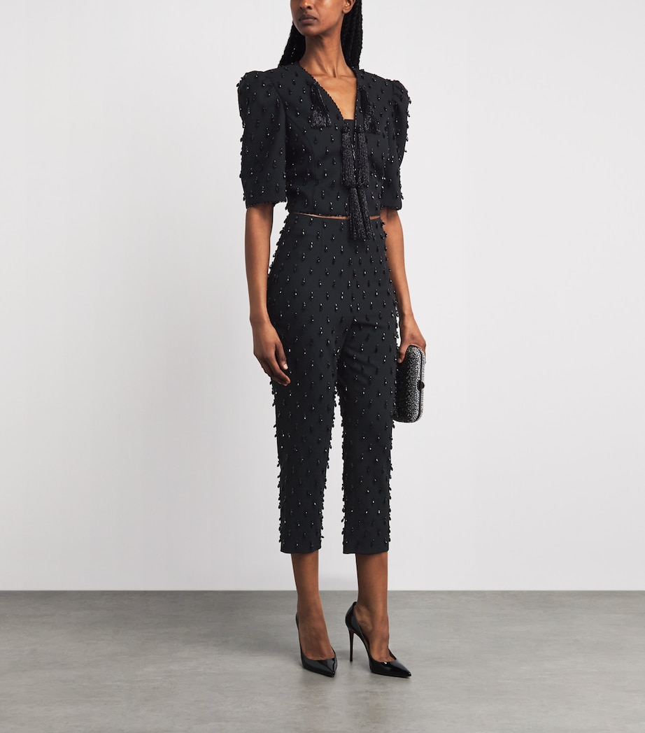Carolina Herrera Womens Tassel-Embellished Cropped Jacket Black Image 2