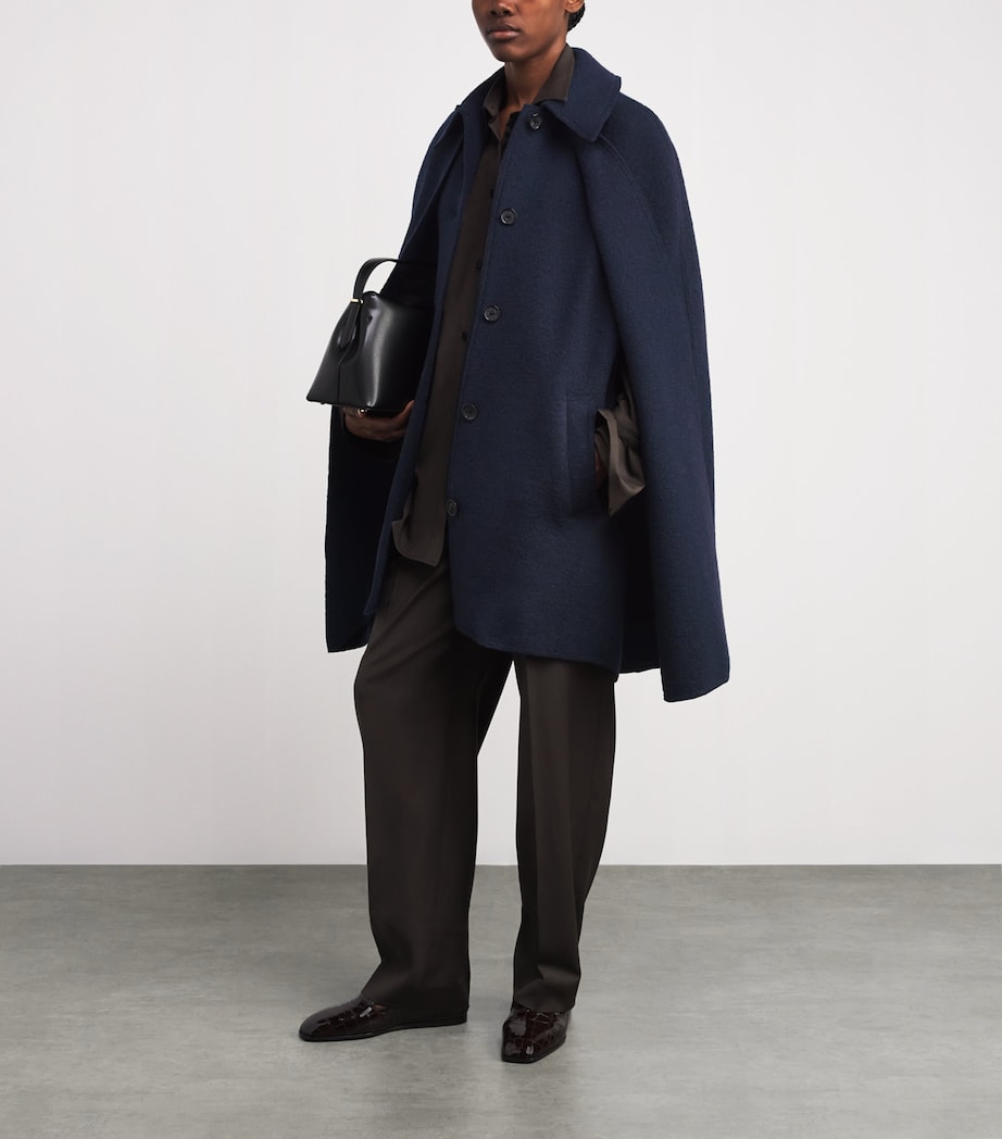 Wool Collared Cape Coat 016 NAVY Image 2