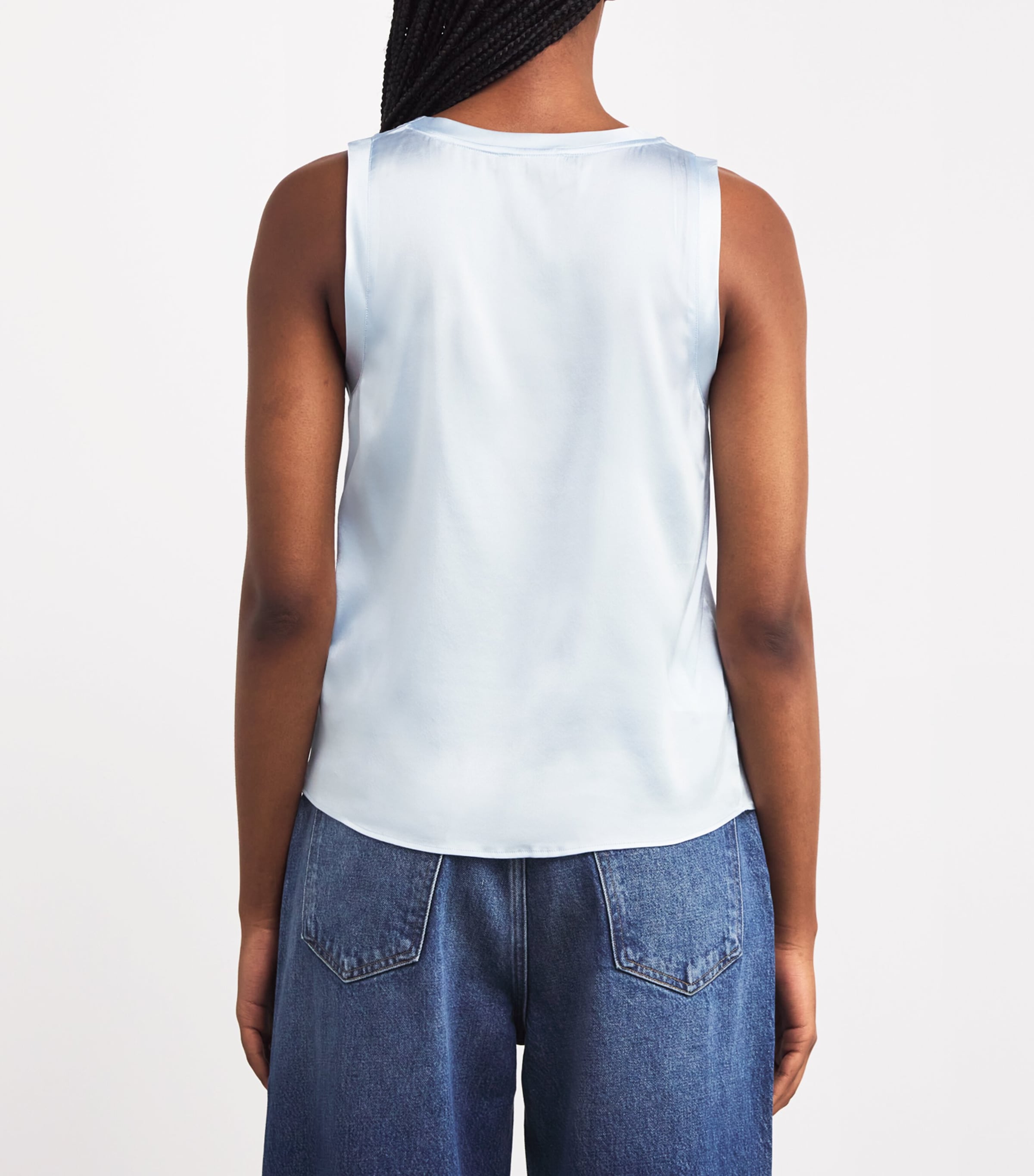 Maje Womens Silk-Blend Tank Top Blue Sky Image 4