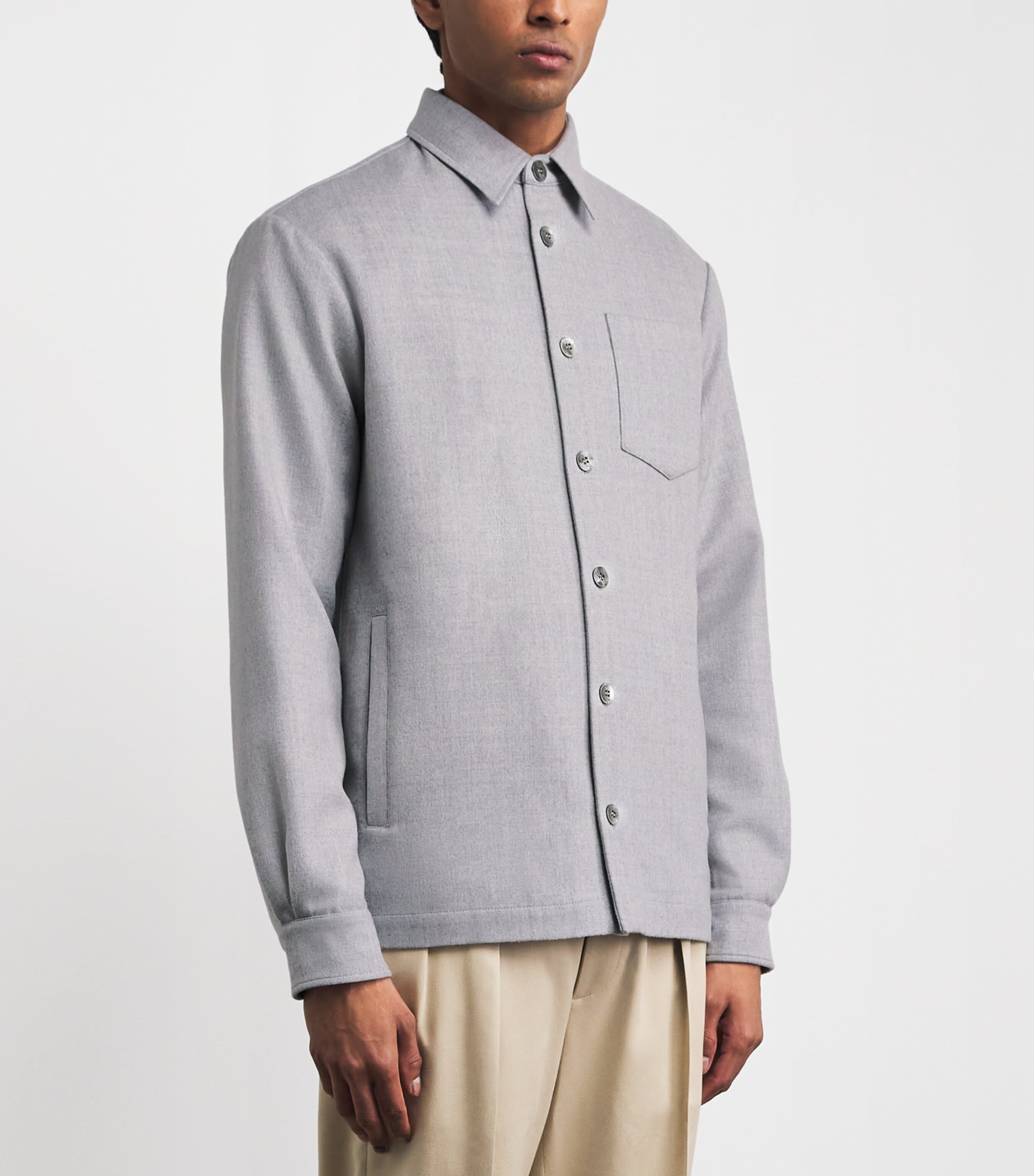Paul & Shark Mens Cashmere Overshirt Light Grey Image 4