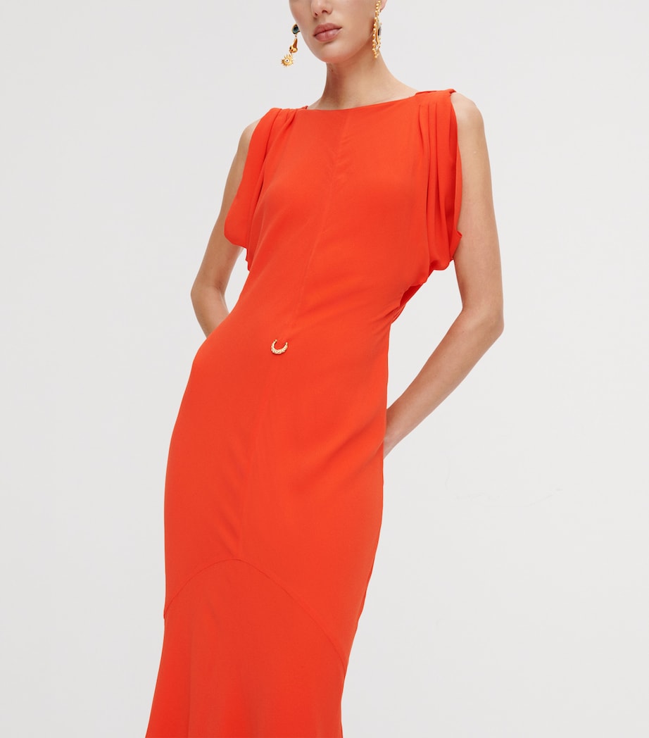 Schiaparelli Womens Silk Open-Back Gown Red Image 4