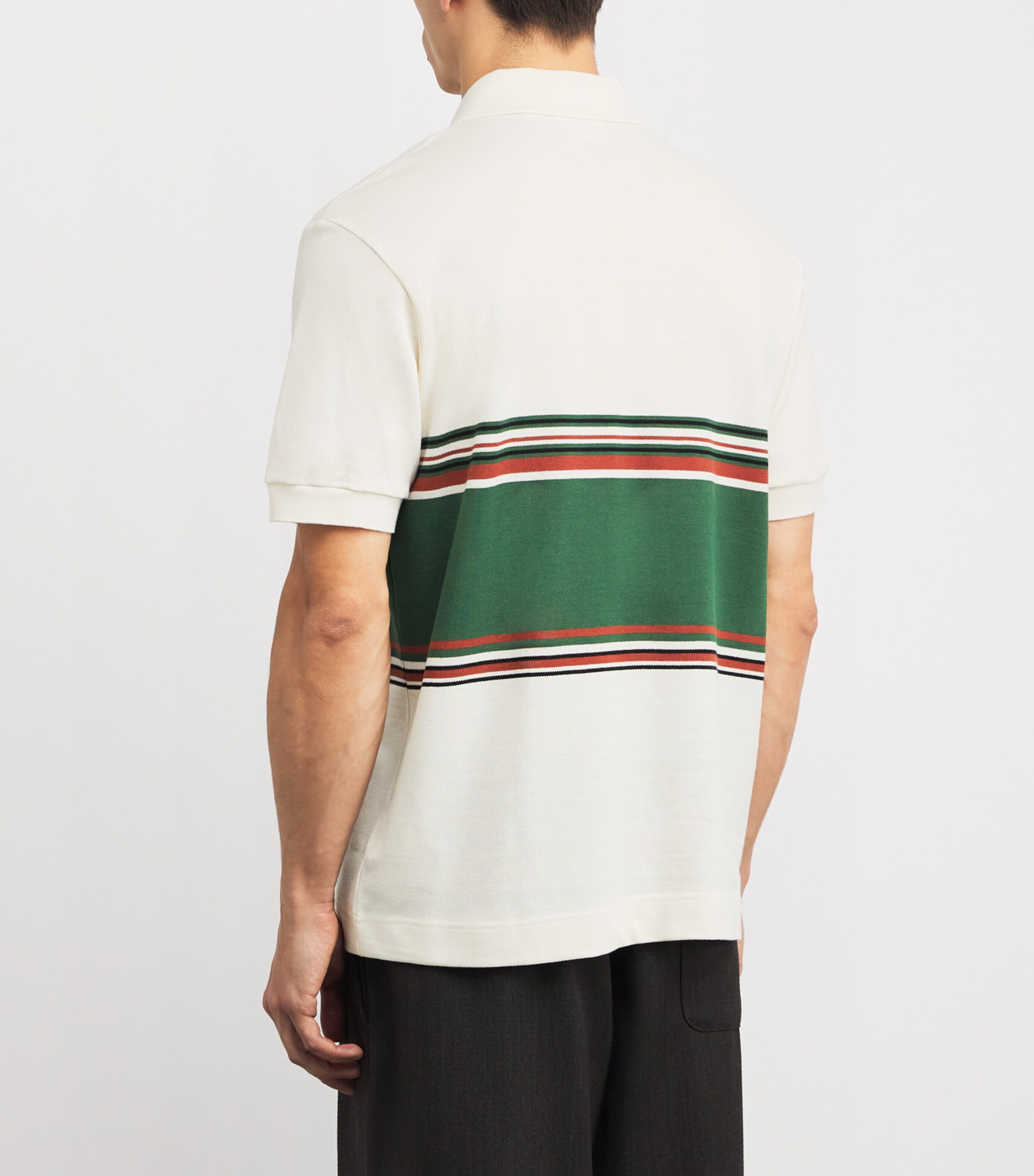 Lacoste Mens Cotton Contrast Stripe Polo Shirt Cream Image 4