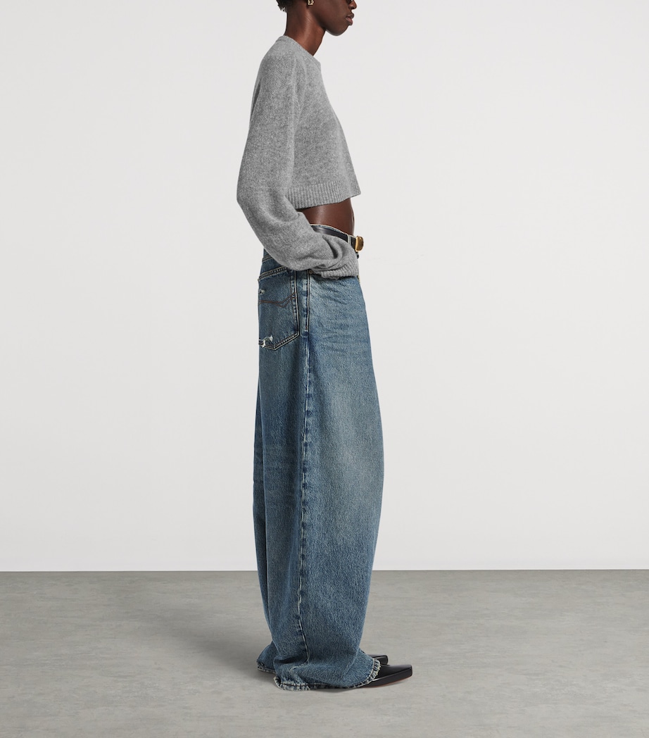 Balenciaga Womens Cashmere Crew-Neck Cropped Sweater Image 4