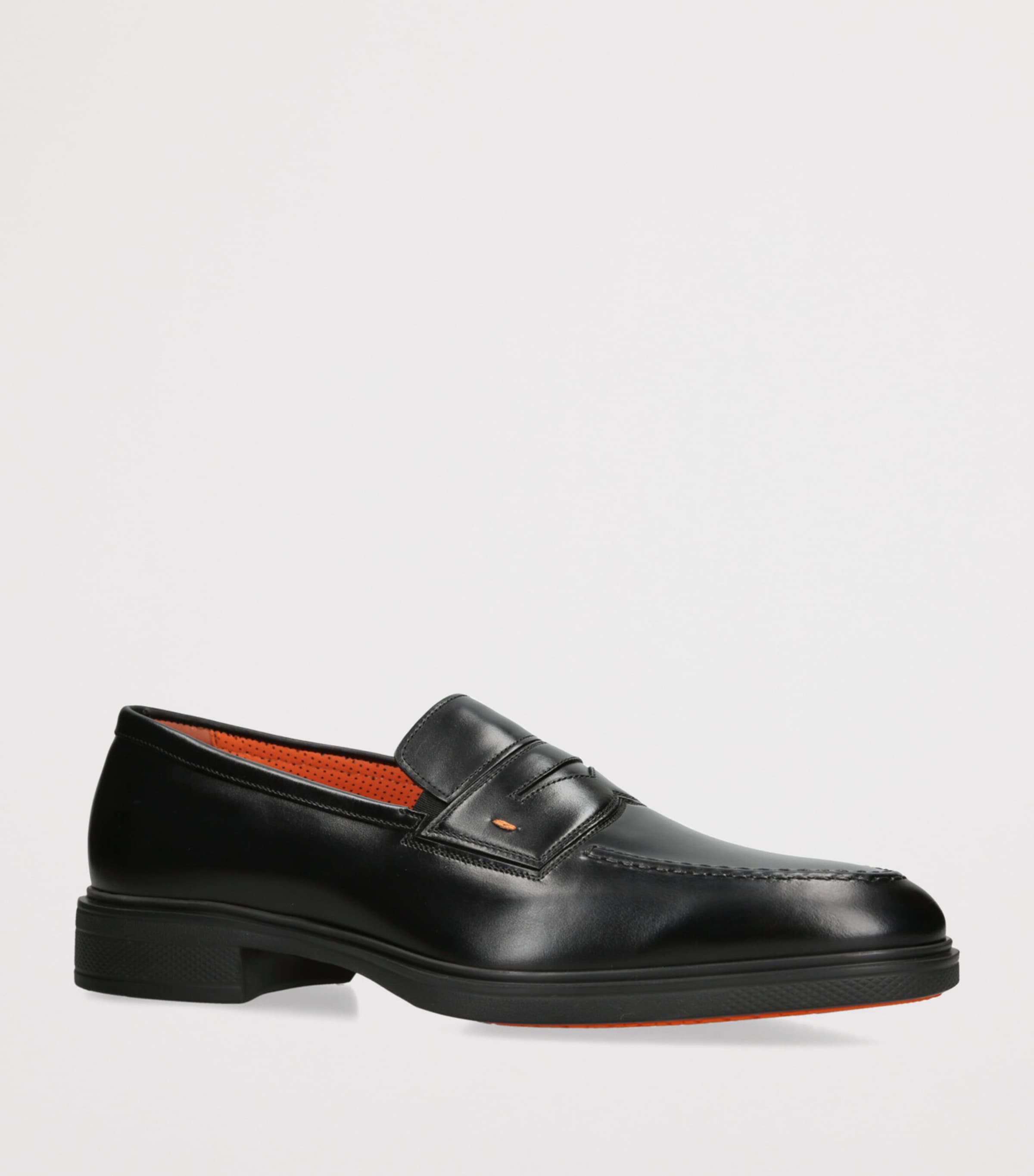 Santoni Leather Penny Loafers Black Image 3