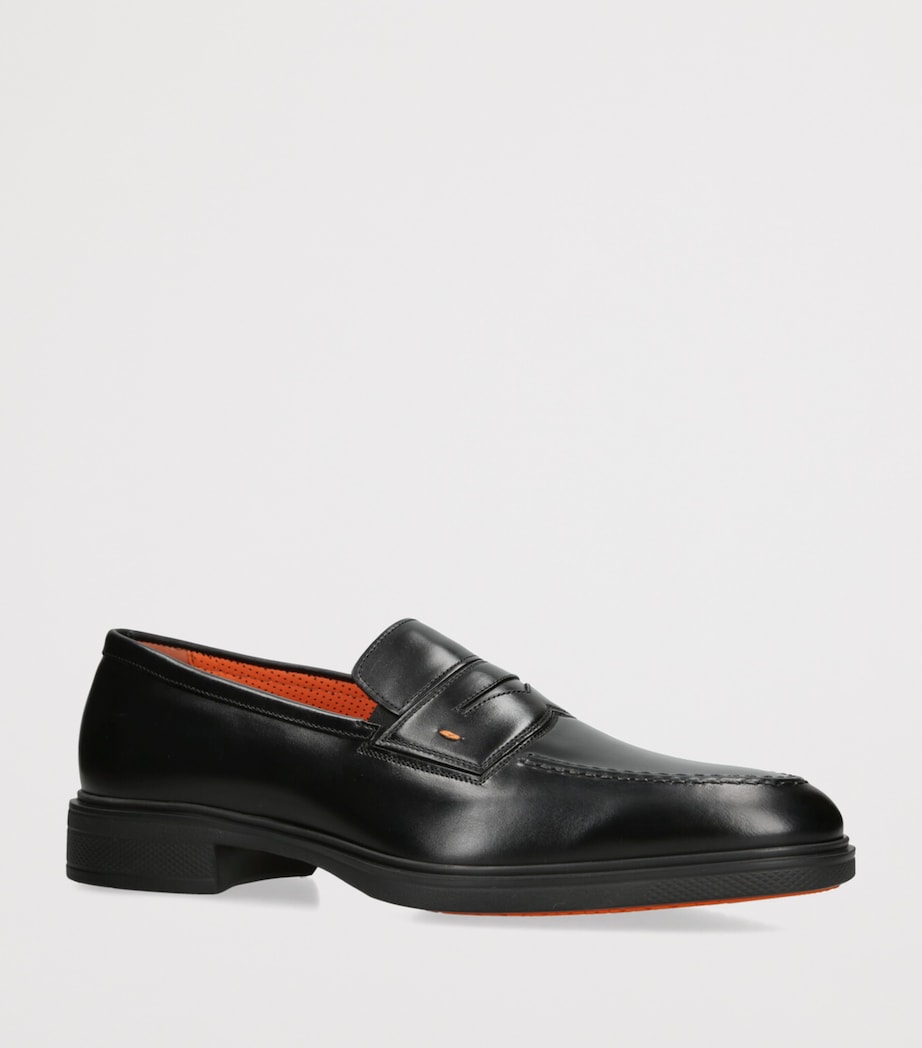 Leather Penny Loafers BLACK Image 3
