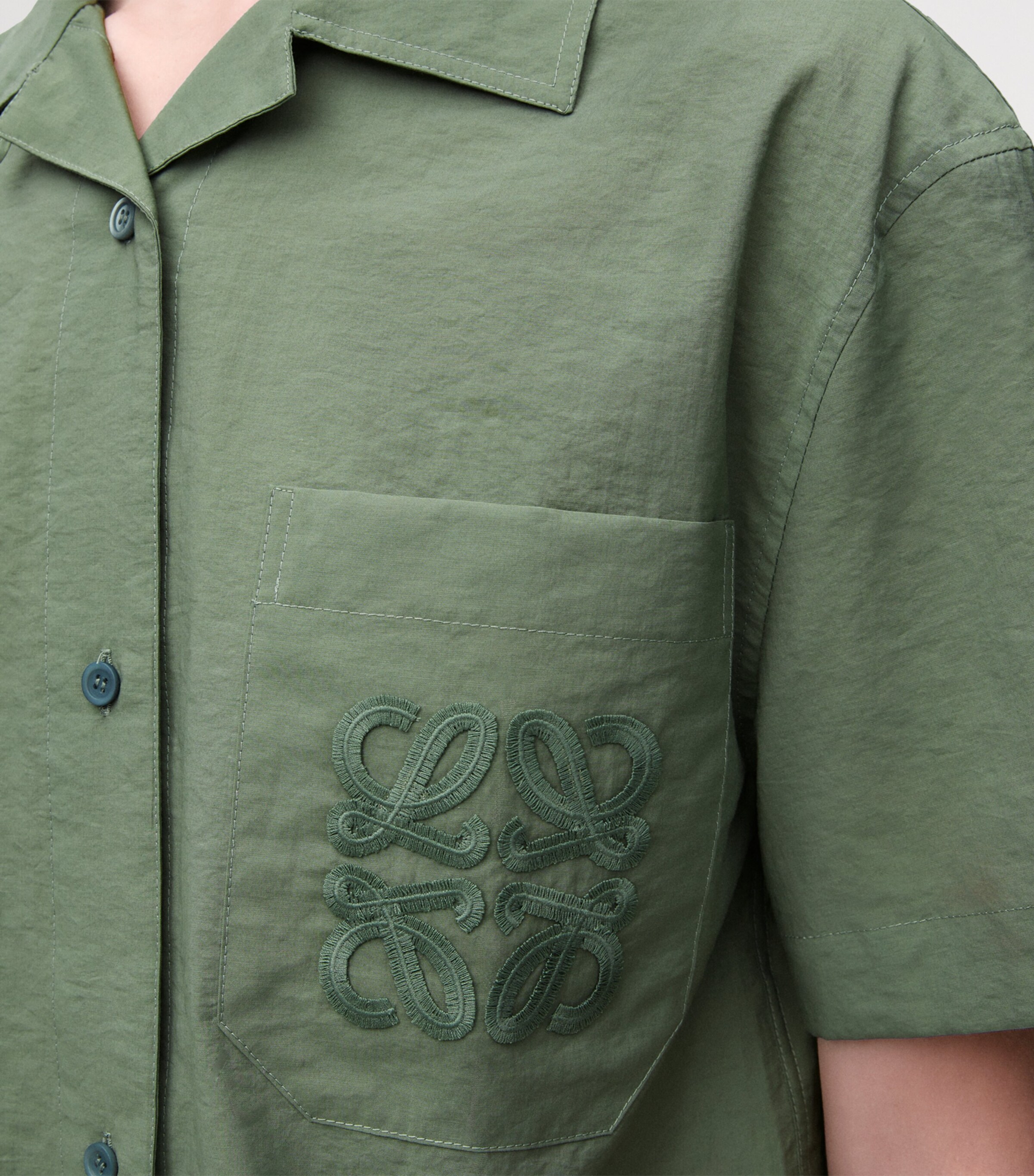 x Paula's Ibiza Cotton-Blend Anagram Shirt SAGE Image 5