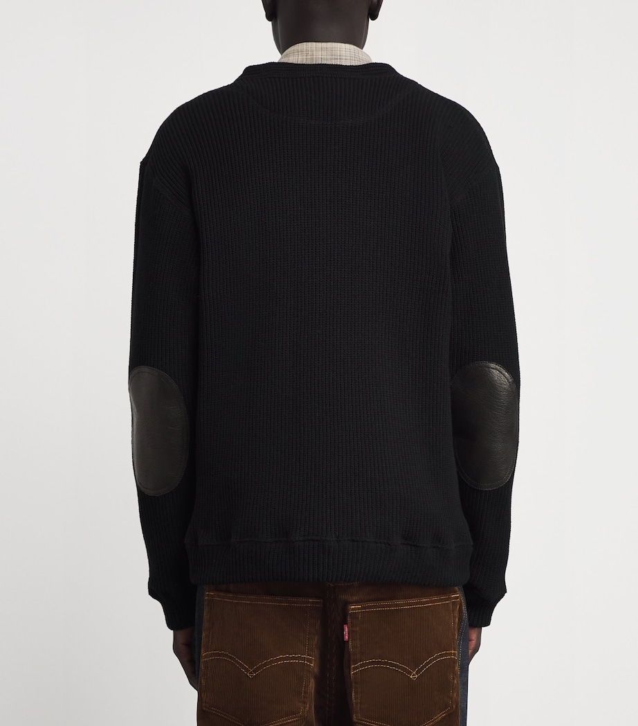 Cotton Leather-Pocket Cardigan BLACK X BLACK Image 4