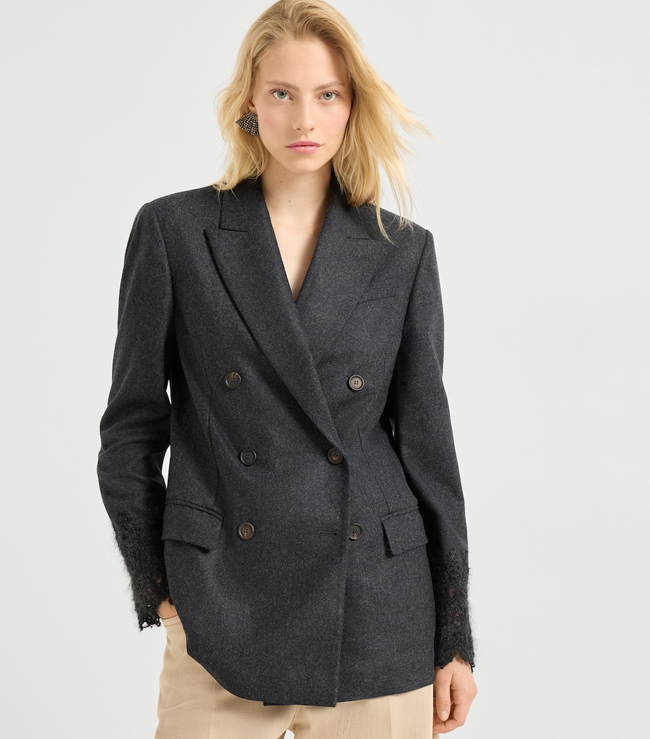 Lace-Detail Double-Breasted Blazer C006 Image 2