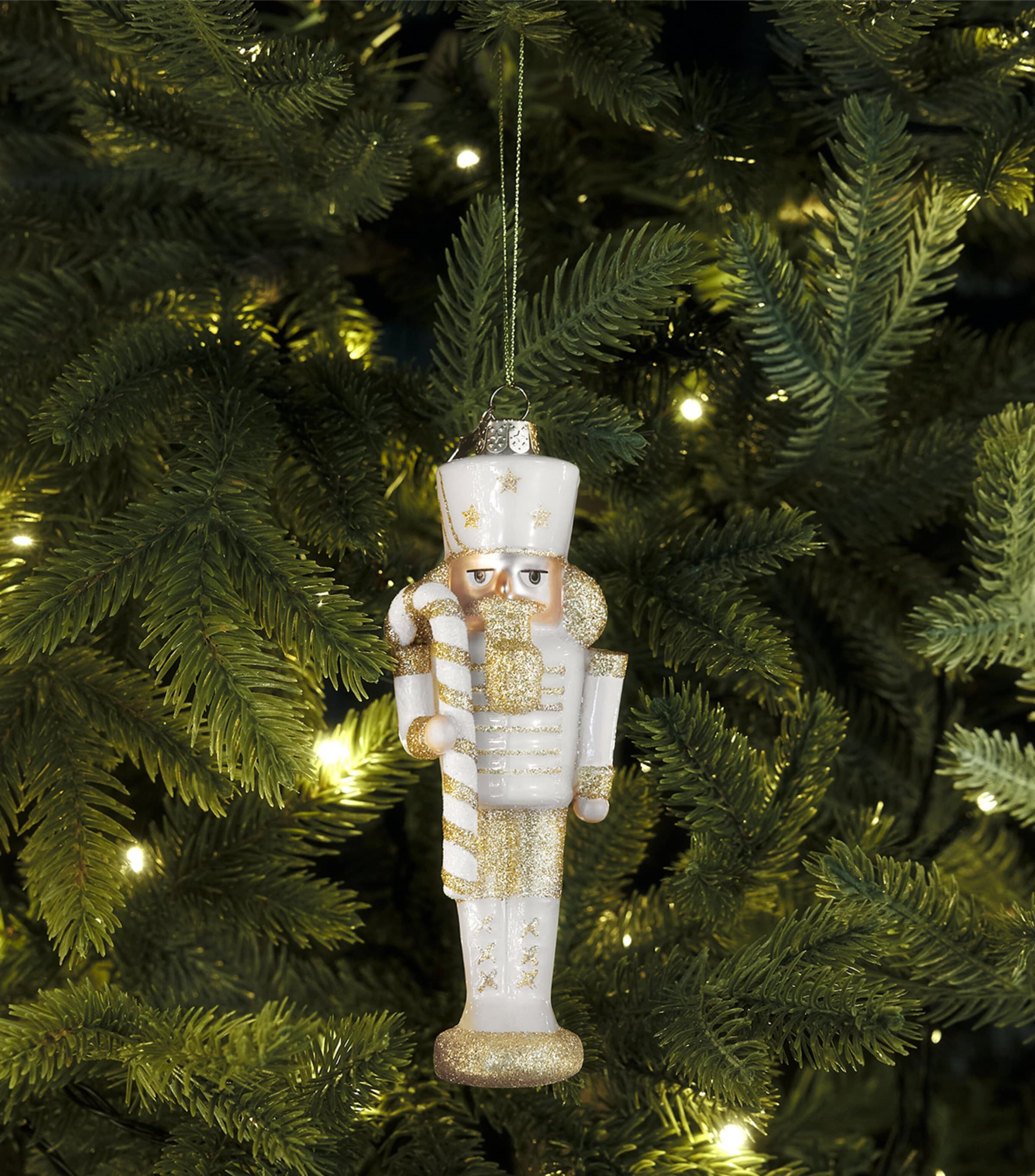 Harrods Glass Nutcracker Tree Decoration White Image 2