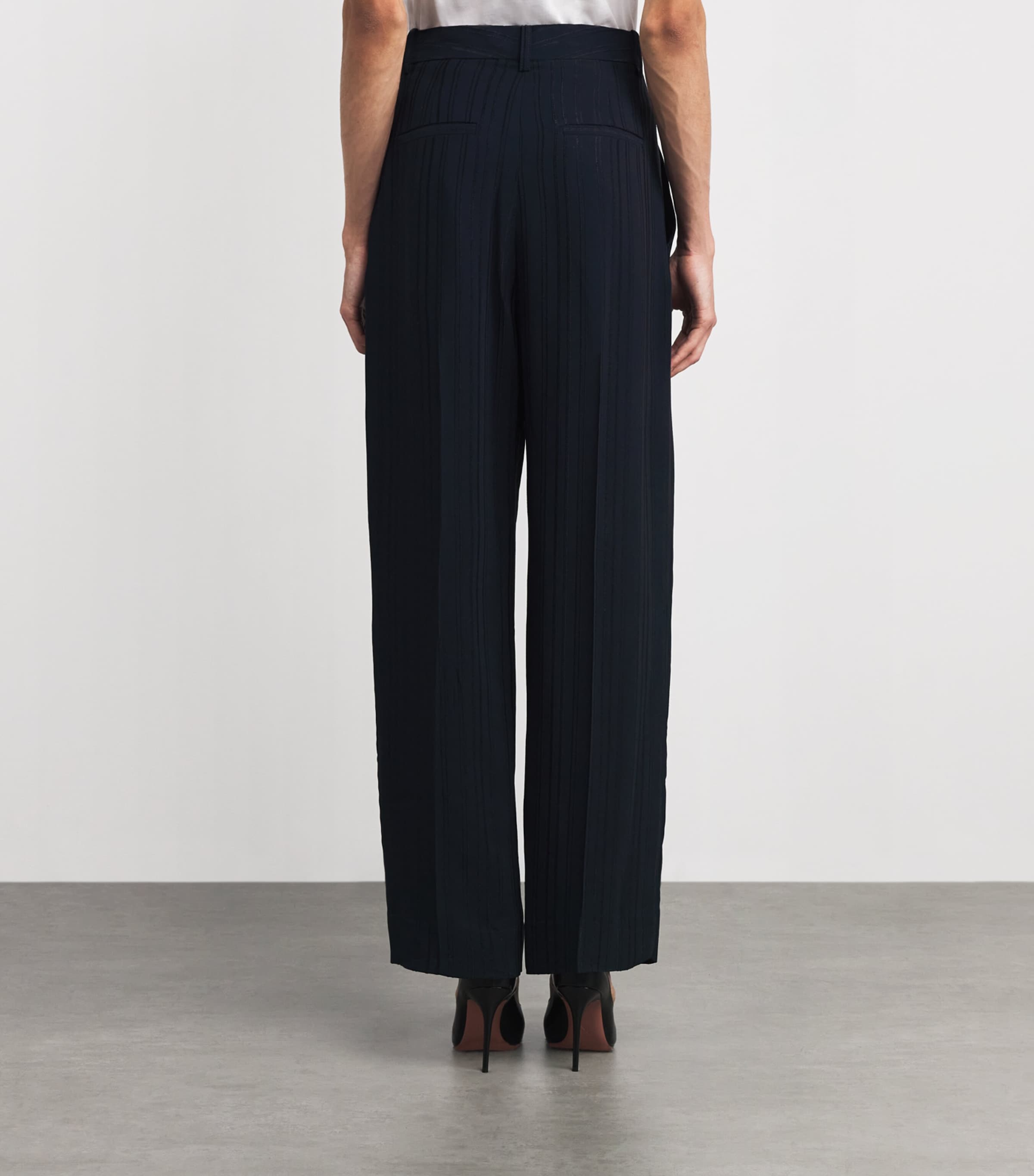 Eyelet Wide-Leg Tailored Trousers 550 NAVY Image 4