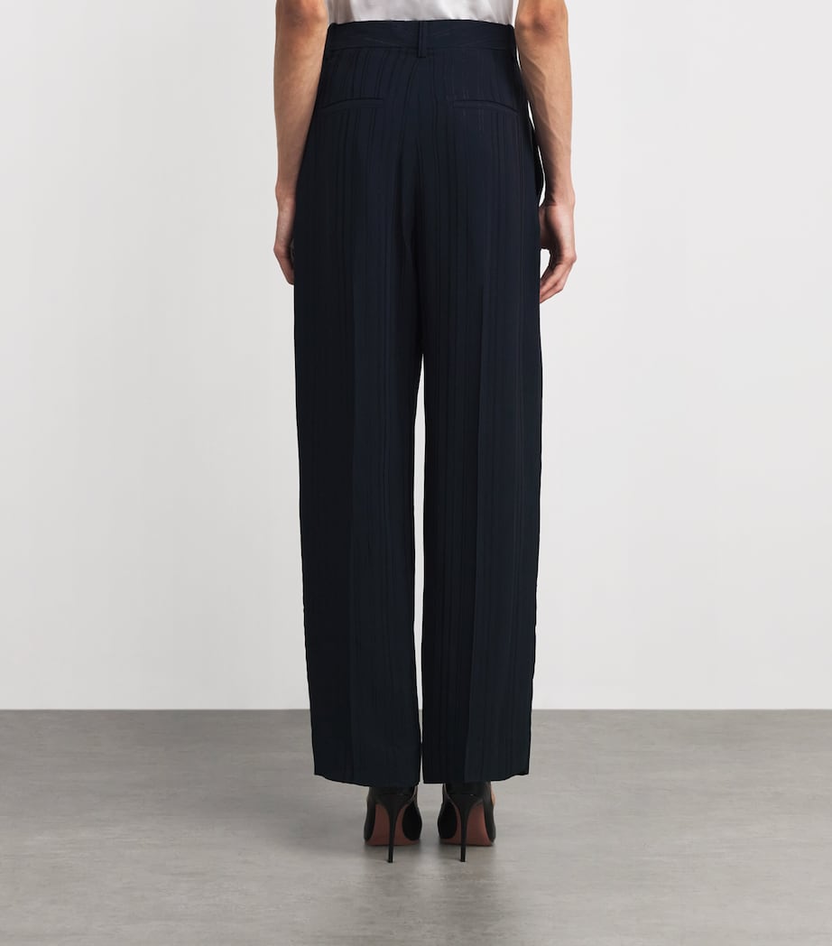 Eyelet Wide-Leg Tailored Trousers 550 NAVY Image 4