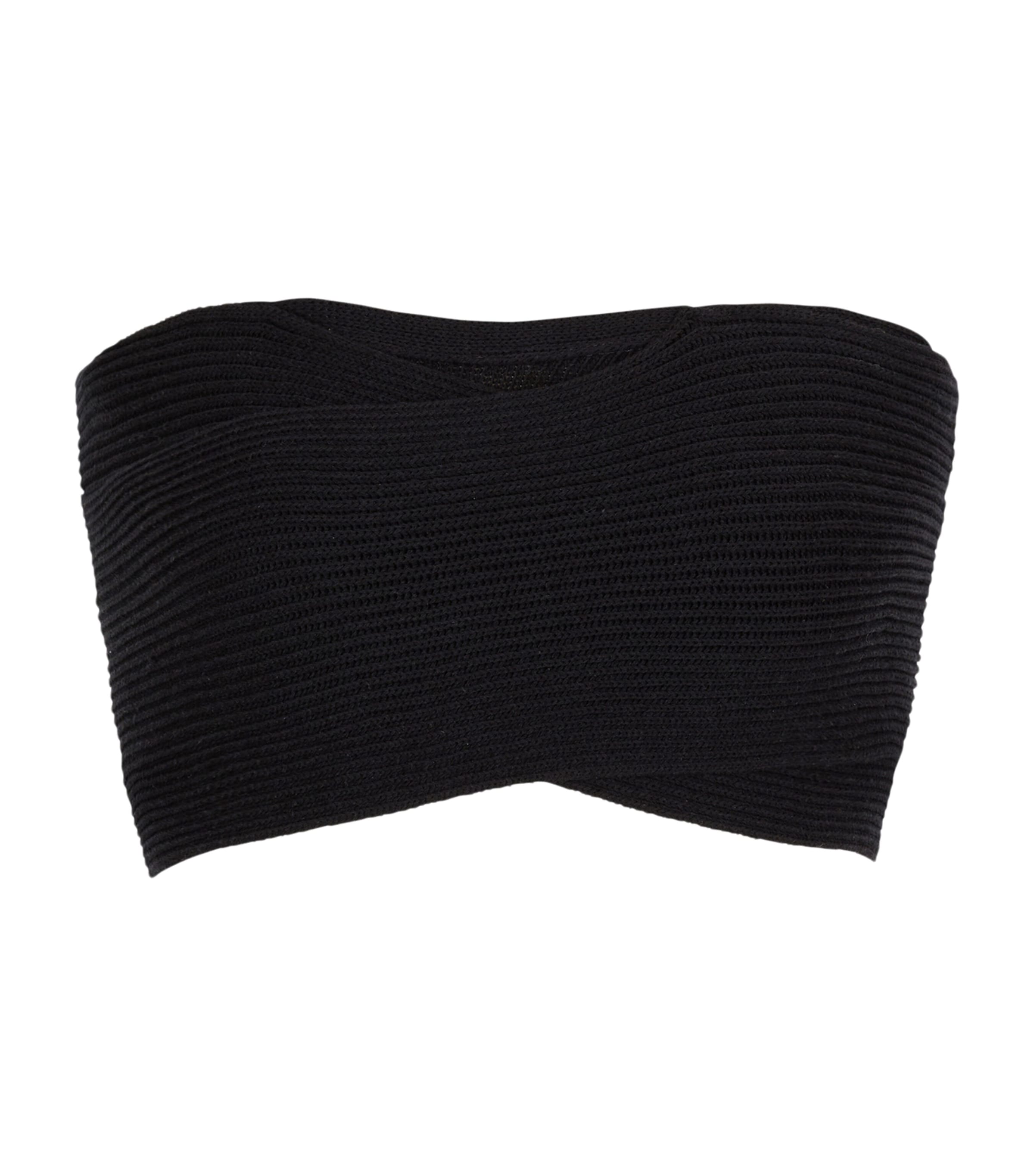 Balmain Rib-knit Bandeau Top In Black