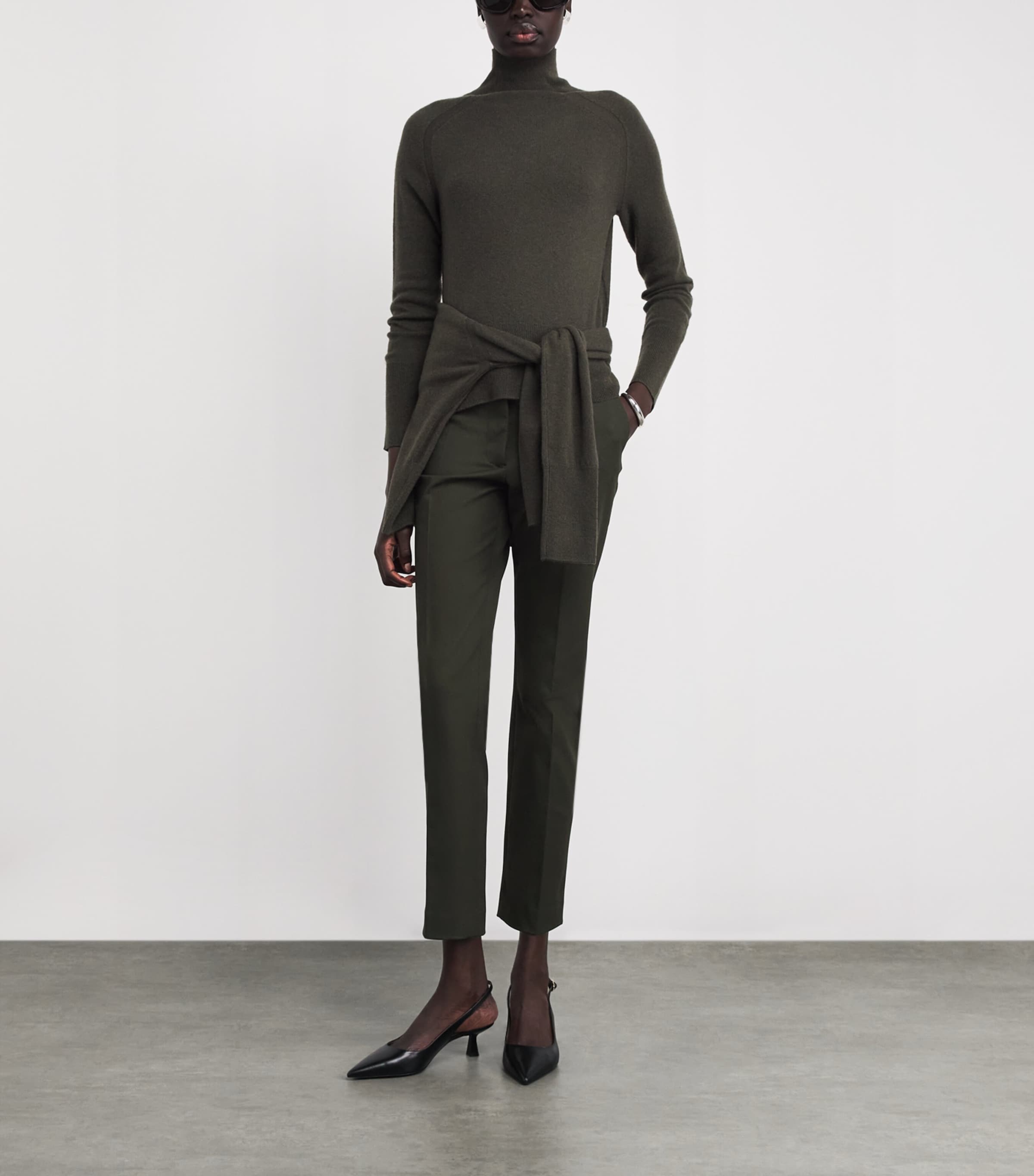 Joseph Womens Stretch-Gabardine Coleman Trousers Palm Leaf Image 2