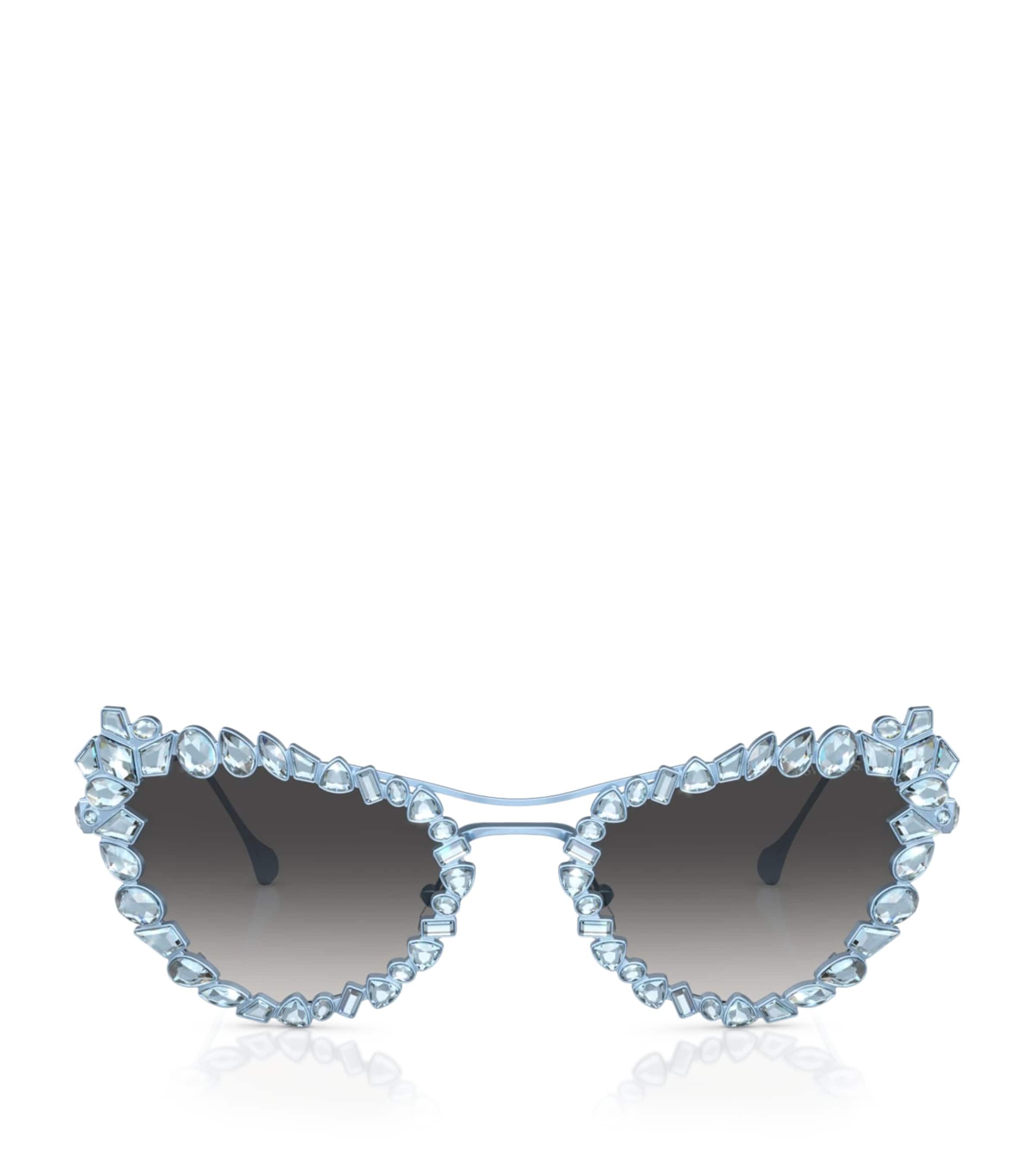 Swarovski Womens Blue Sk7011 Cat-eye Gem-embellished Metal Sunglasses In Blue