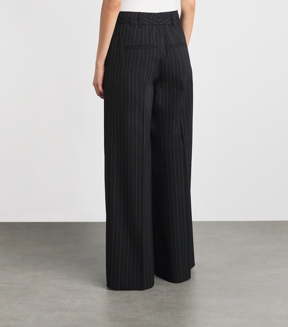 ME+EM Womens Pinstripe Wide-Leg Trousers Black Image 5