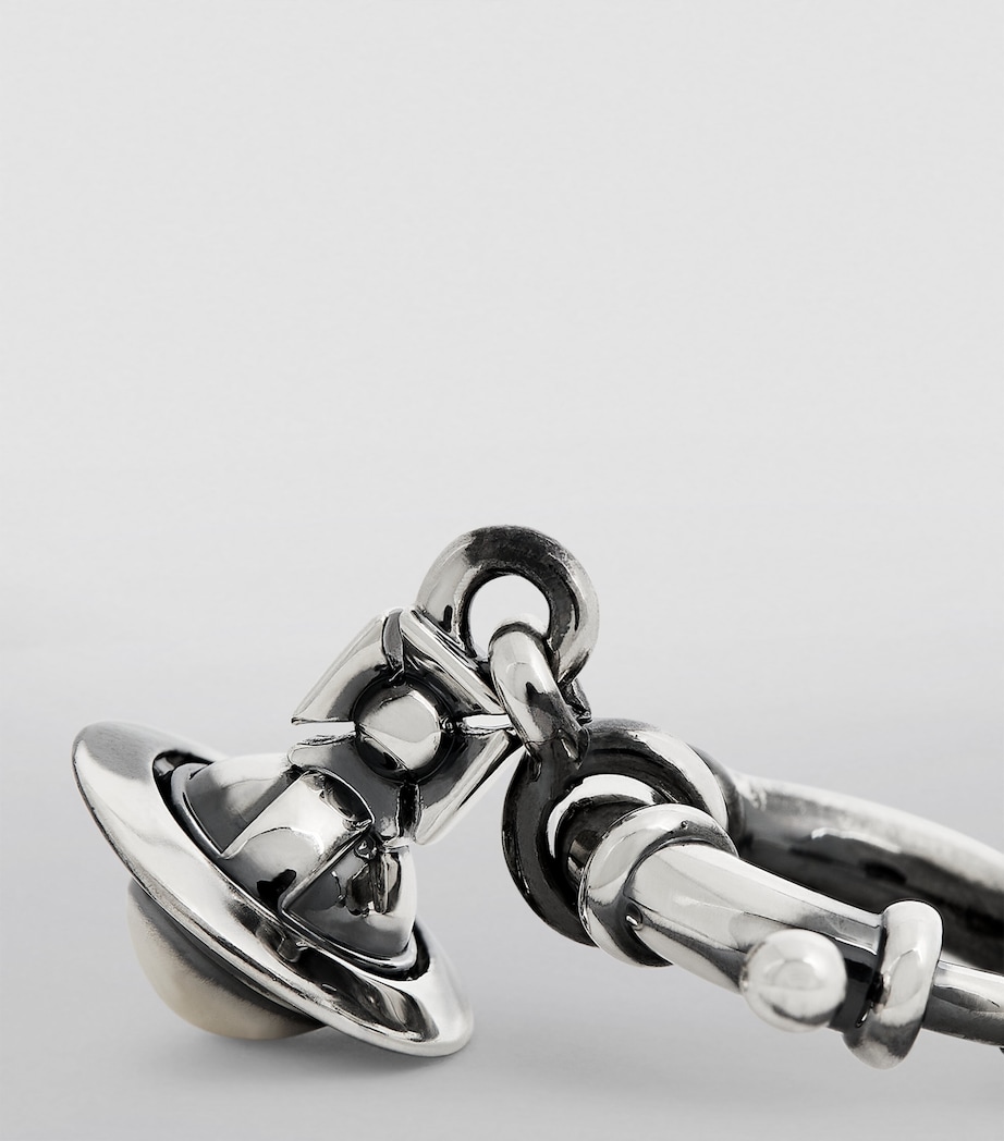 Pauliana Single Hoop Earring Q007- OXI SILVER Image 5