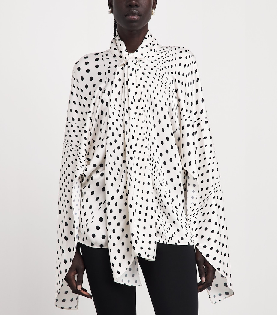 Stella McCartney Womens Satin Polka-Dot Blouse White/black Image 4
