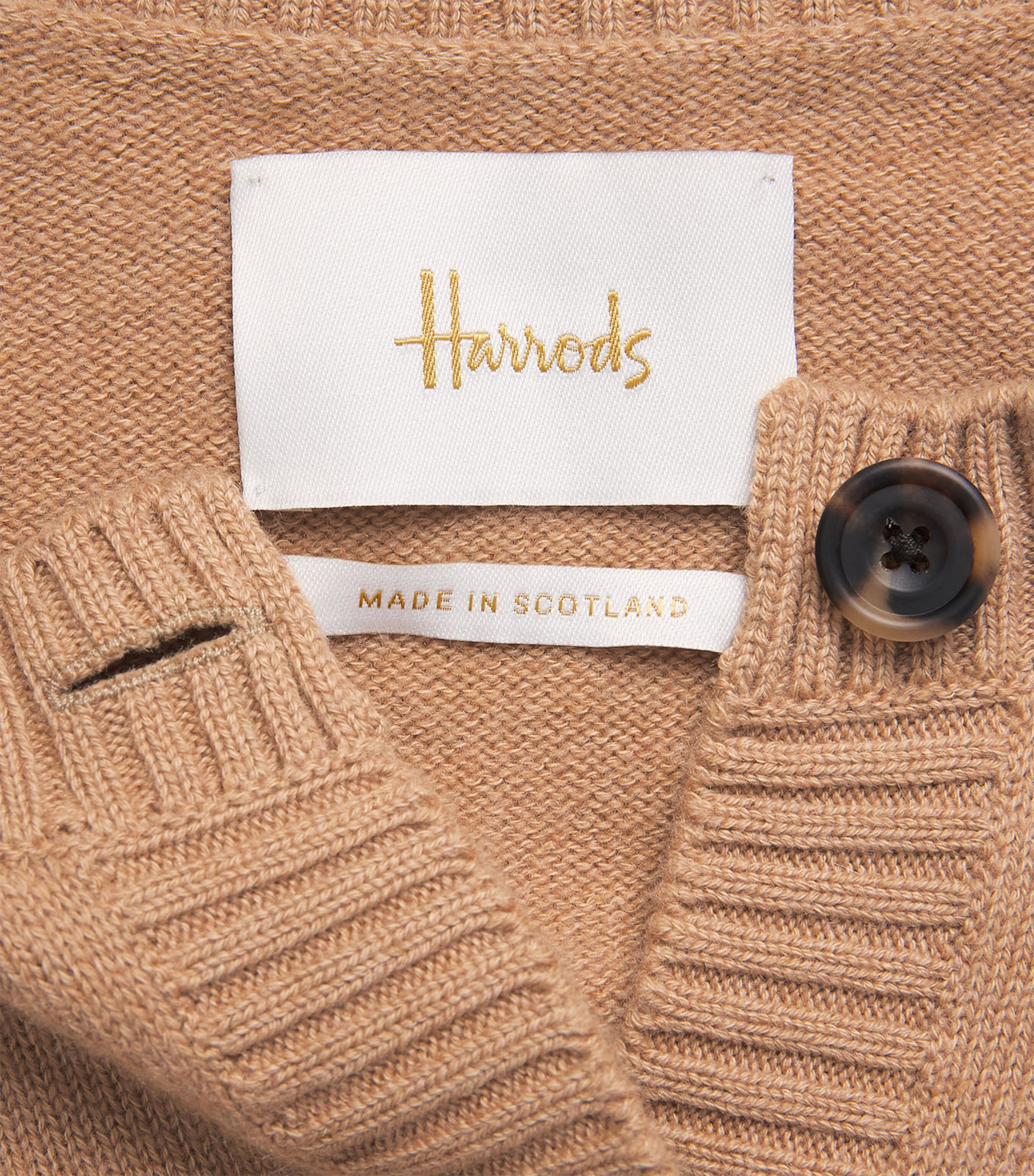 Harrods Womens Cashmere-Cotton Cardigan Brown Suagr Image 7