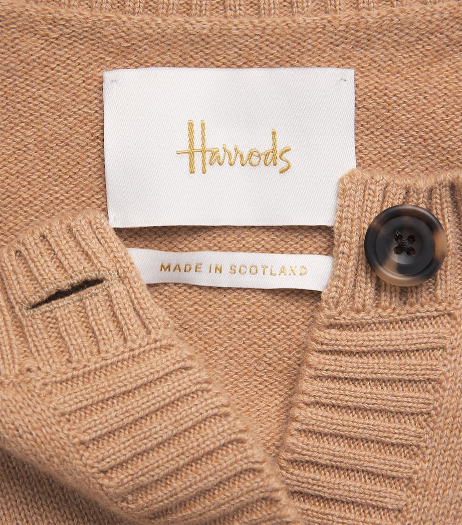 Harrods Womens Cashmere-Cotton Cardigan Brown Suagr Image 7